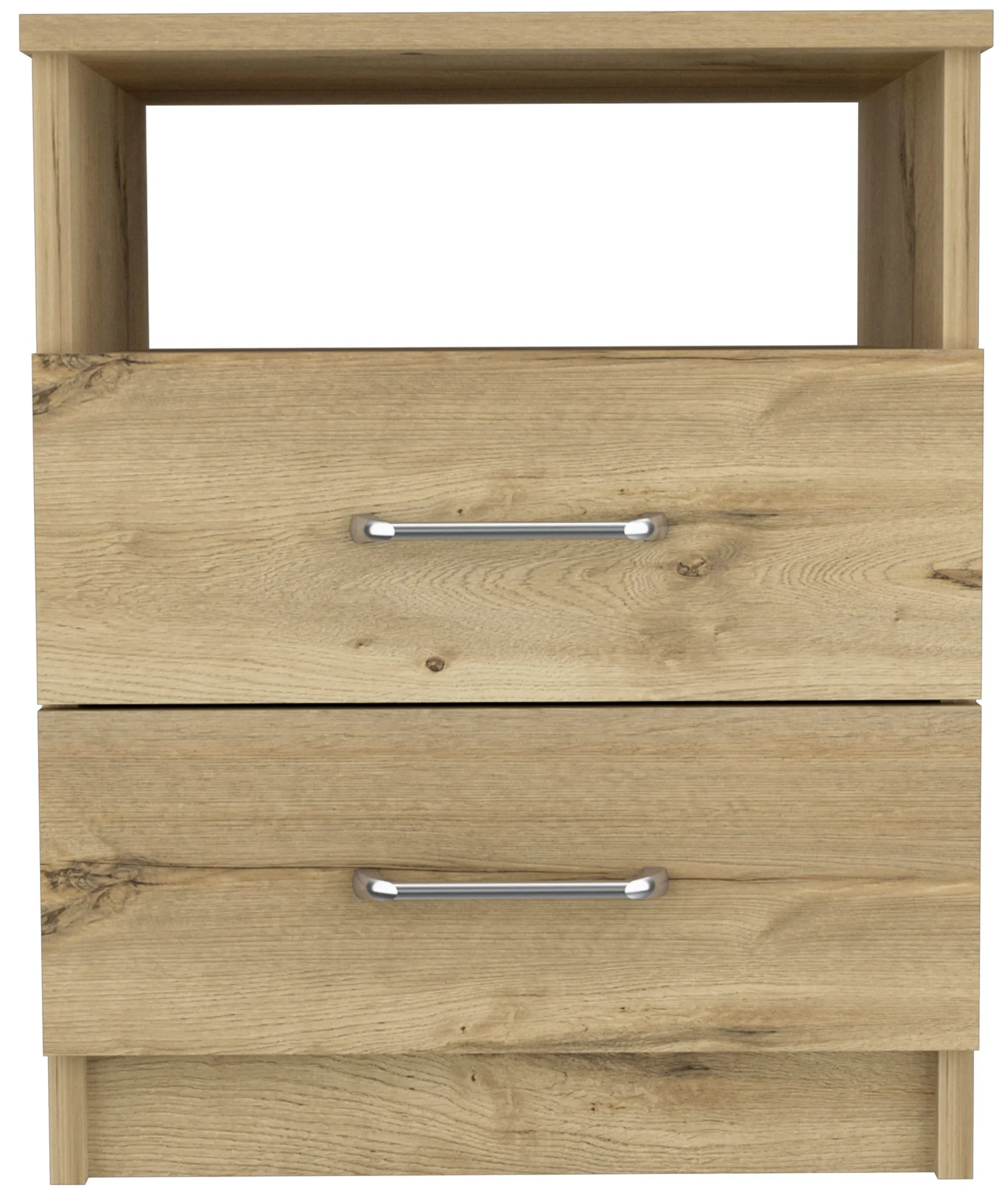 Nightstand Olienza Two Drawers One Shelf Light Oak