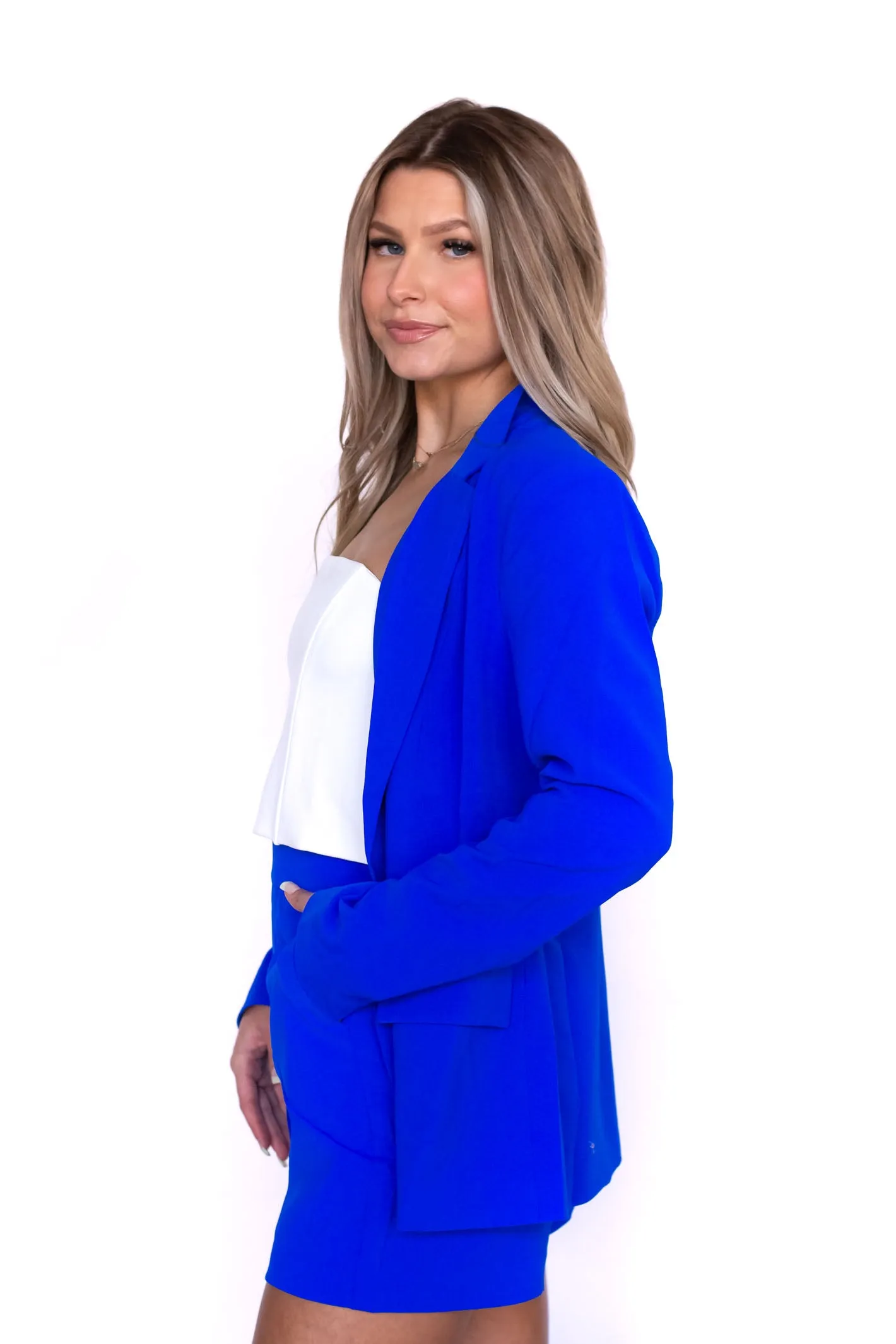 Nothing New Blue Knit Blazer