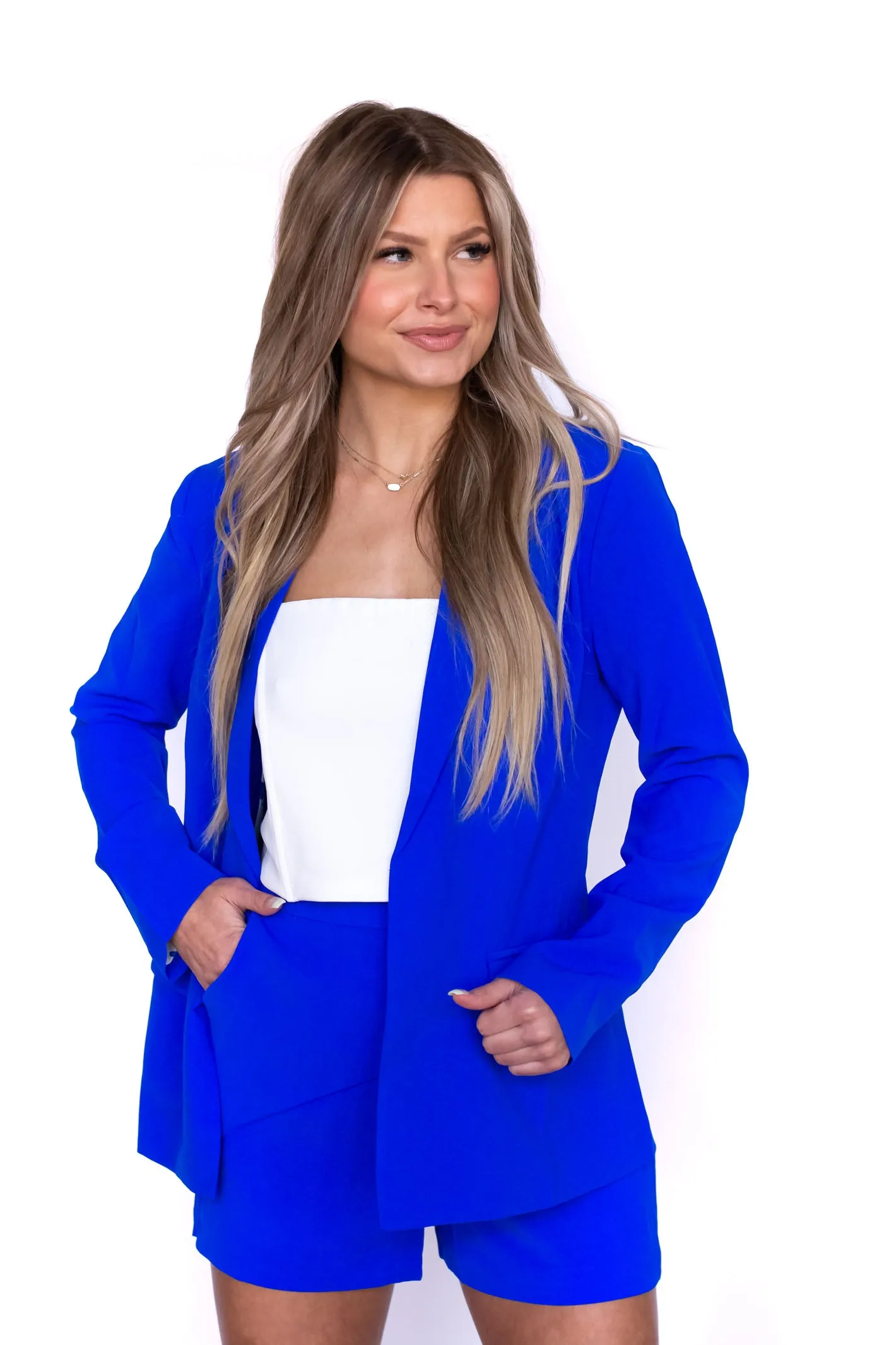 Nothing New Blue Knit Blazer