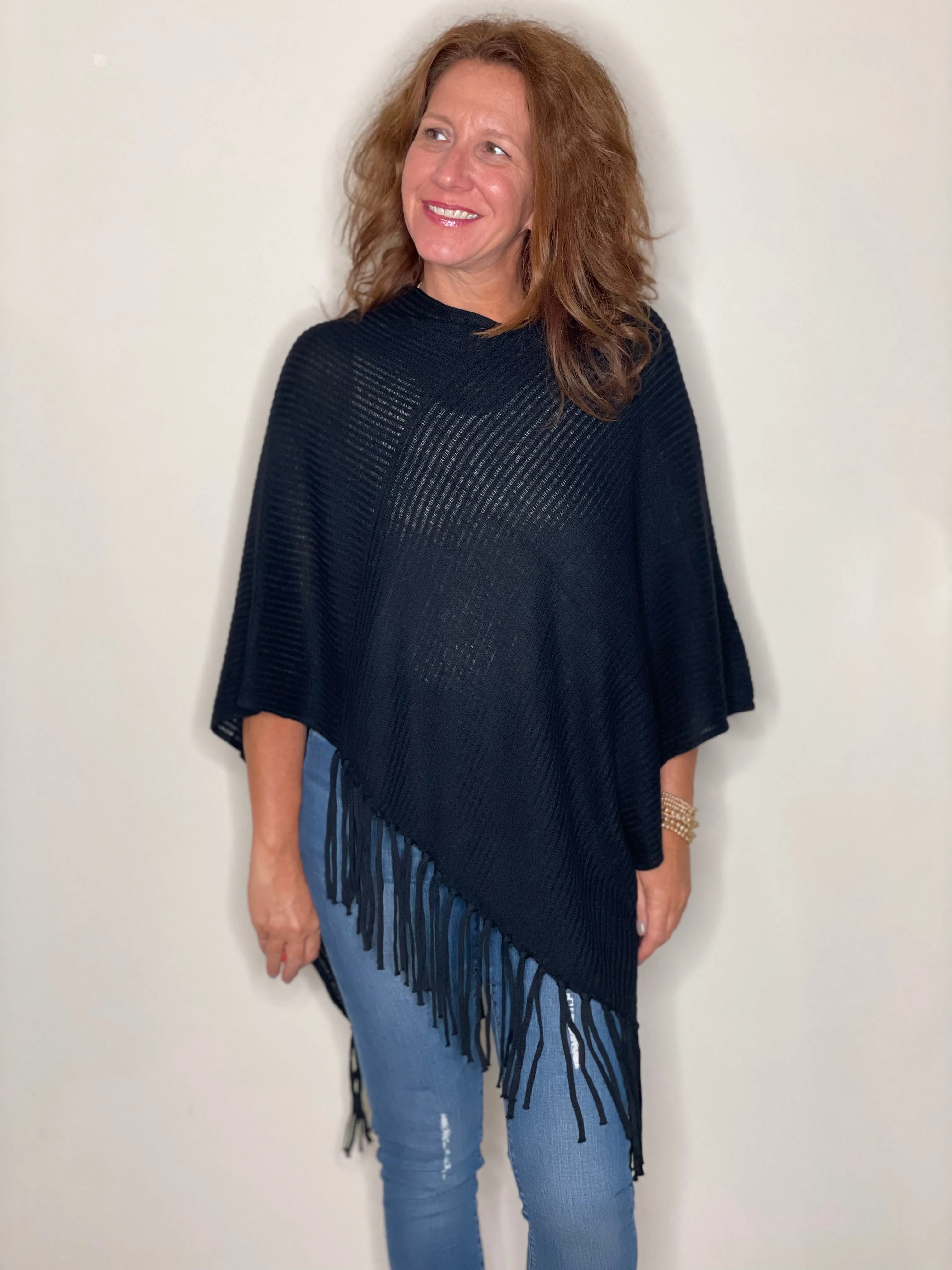 Olympia Poncho in Black