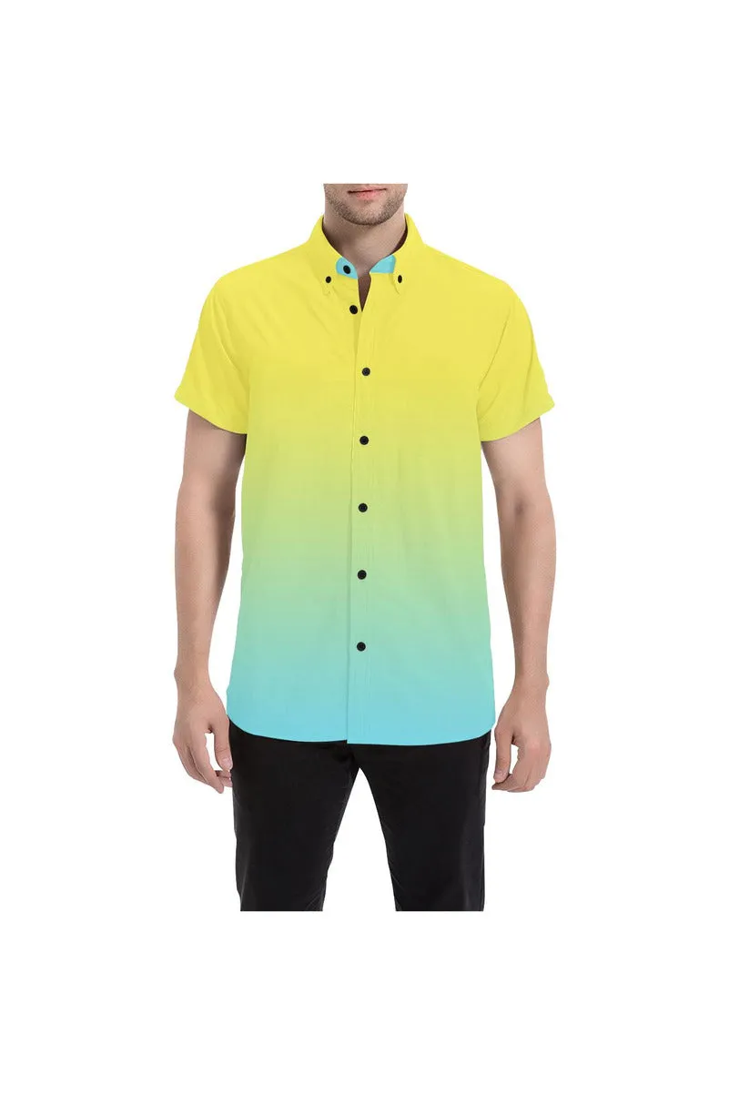 Ombre Summer Yellow to Sky Blue Men's All Over Print Short Sleeve Shirt (Model T53)