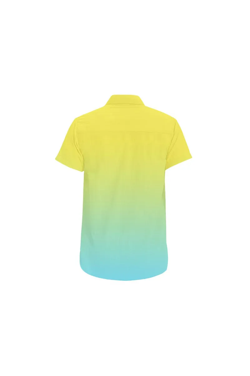 Ombre Summer Yellow to Sky Blue Men's All Over Print Short Sleeve Shirt (Model T53)