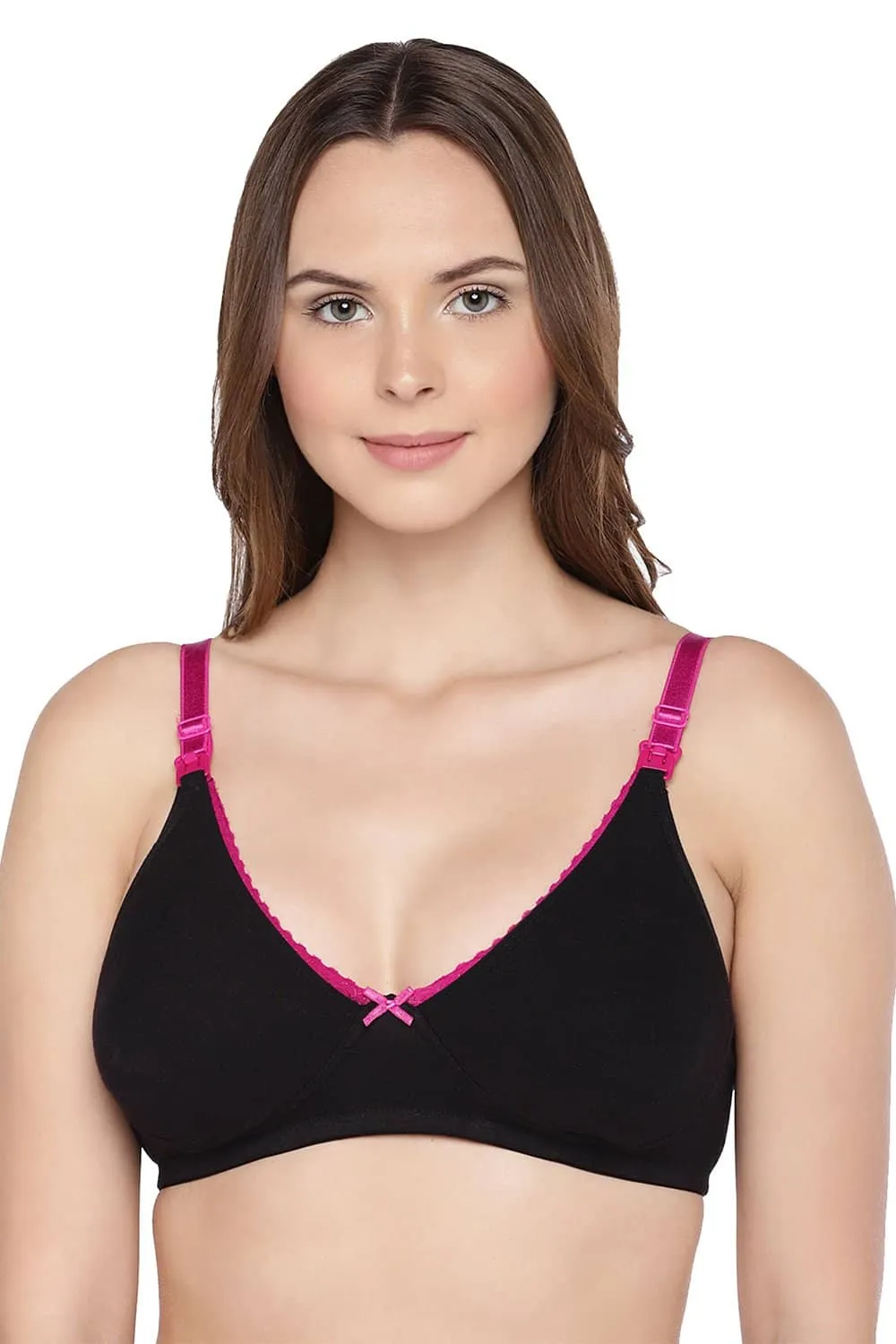 Organic Cotton Antimicrobial Laced Soft Nursing Bra (Pack of 2)-IMB003C_3D