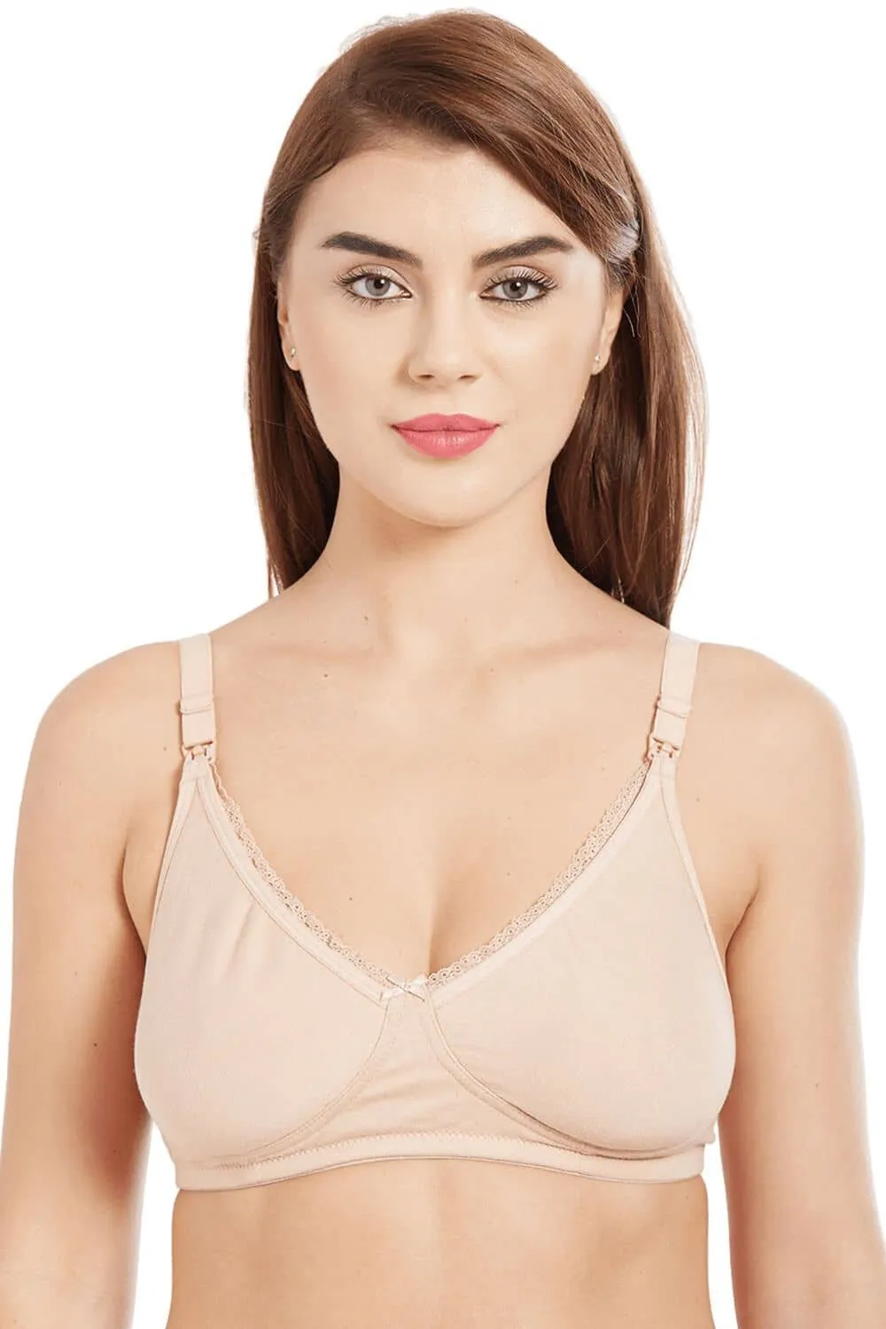 Organic Cotton Antimicrobial Laced Soft Nursing Bra (Pack of 2)-IMB003C_3D