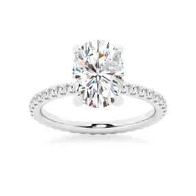 Oval Cut Moissanite Engagement Ring With Eternity Pave Band