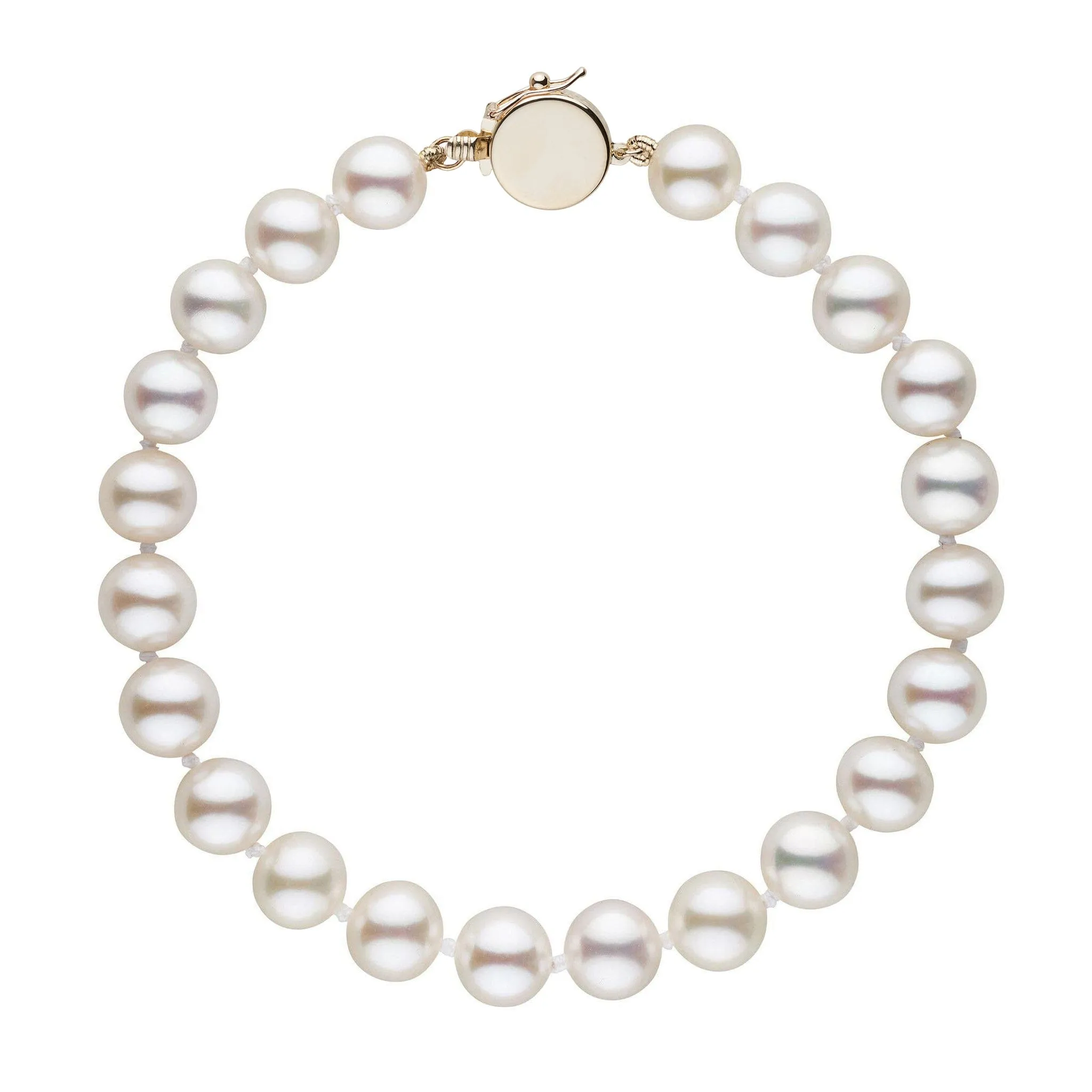 Personalized 7.5-8.0 mm AAA White Freshwater Pearl Circle Clasp Bracelet