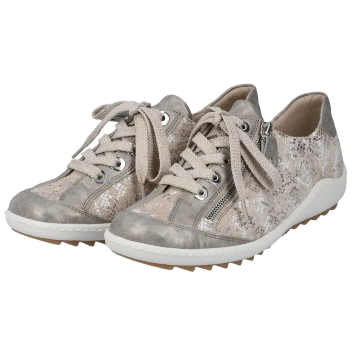 Rieker Women's R1402-62 Waterproof Pearl/Beige Metallic Leather