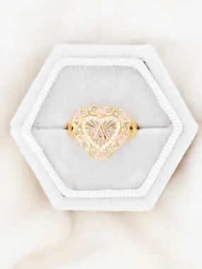 Rose Heart Initial Ring [A - M]