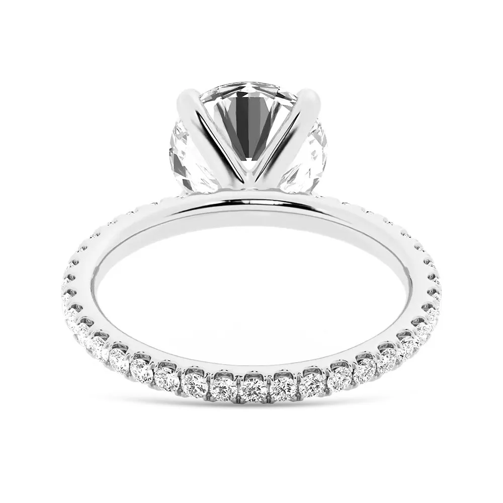 Round Moissanite Engagement Ring With Eternity Pave Band