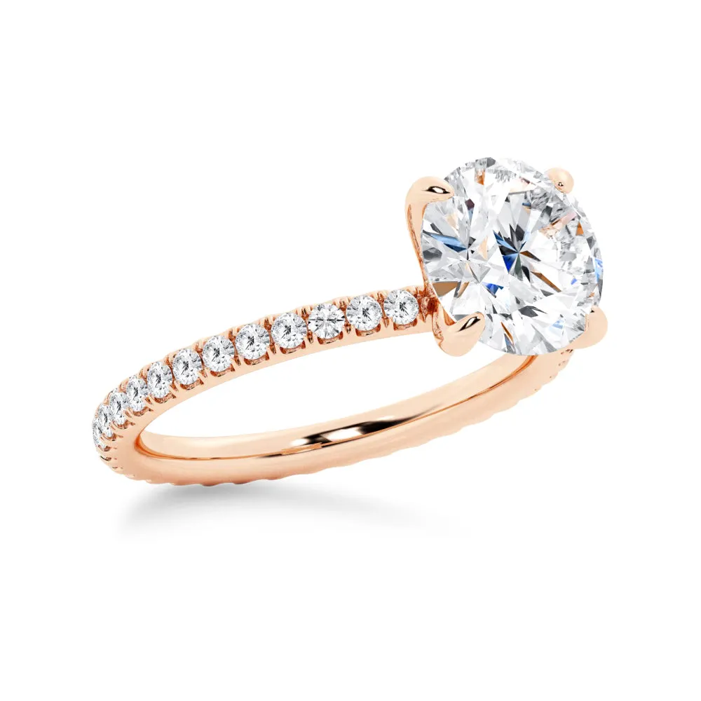 Round Moissanite Engagement Ring With Eternity Pave Band