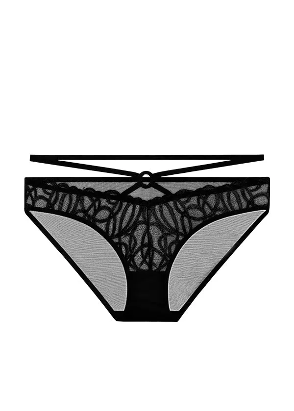 RUBY Black Embroidery Lace Hipster Panties