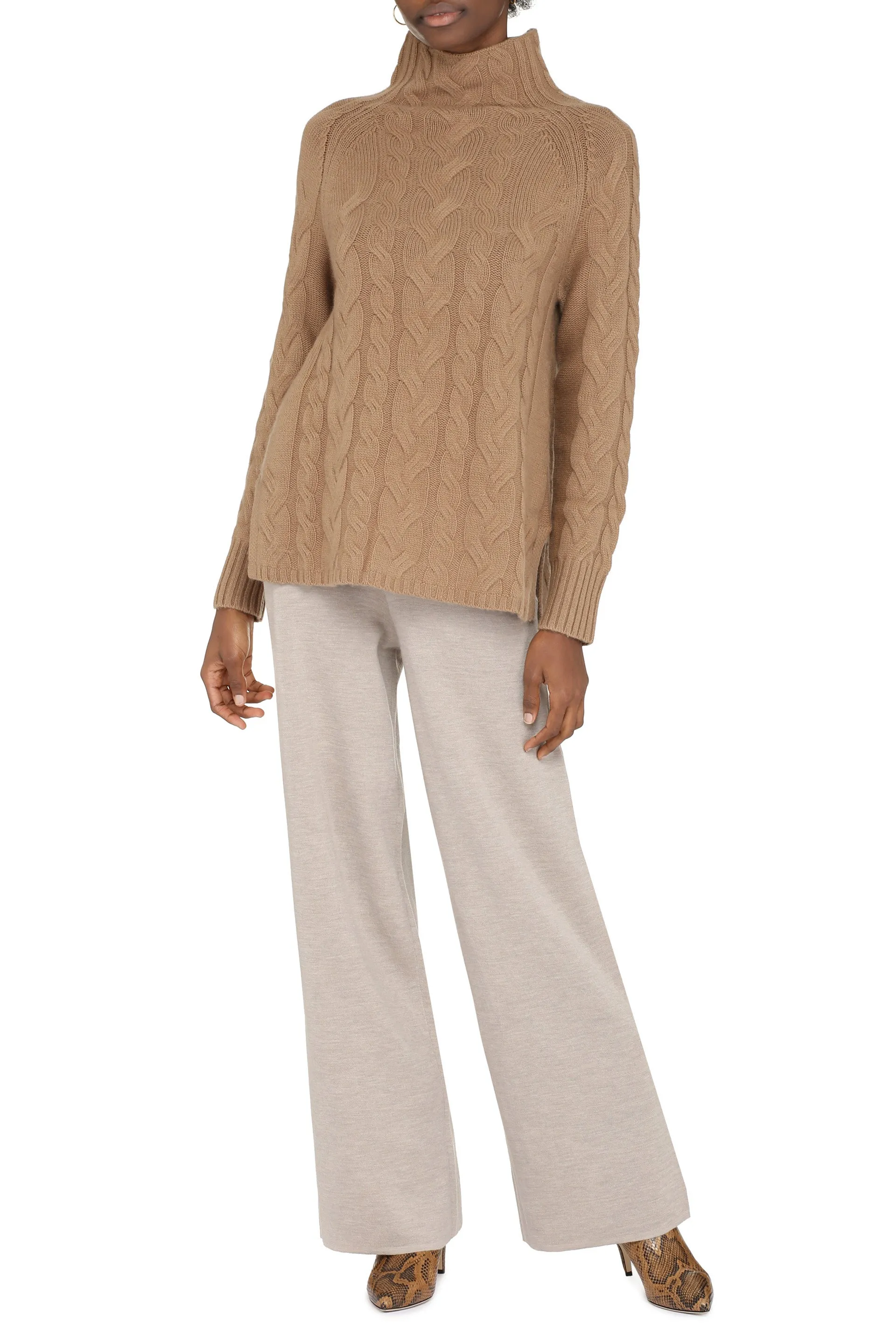 'S Max Mara Cable Knit Turtleneck Jumper