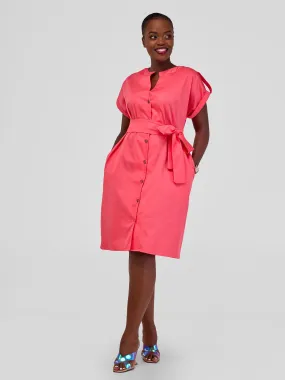 Safari Zene Drop Shoulder Above Knee Dress - Pink