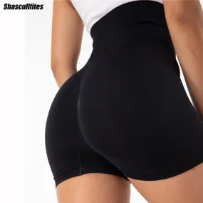 Seamless Sports Shorts Women Summer High Waist Tight Gym Squat Proof Tummy Control Workout Running Shorts