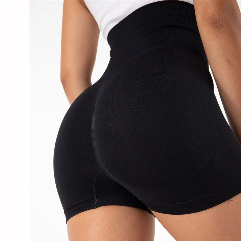 Seamless Sports Shorts Women Summer High Waist Tight Gym Squat Proof Tummy Control Workout Running Shorts