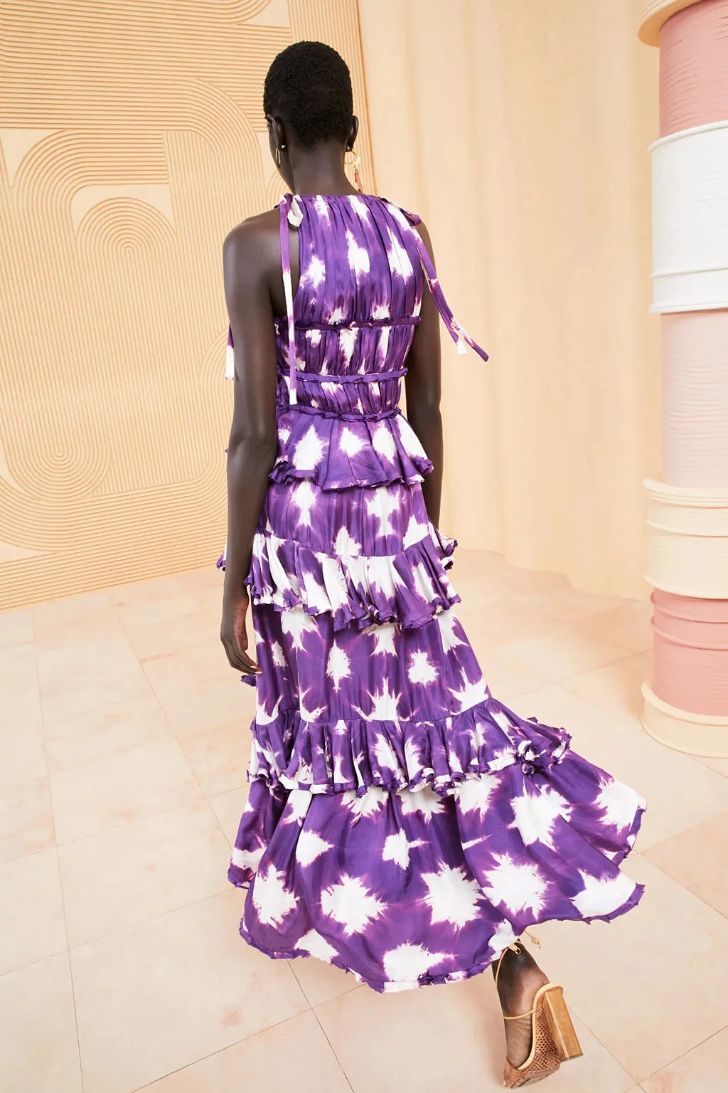 SERAFINA SILK GOWN IN CASSIS BLUE PURPLE