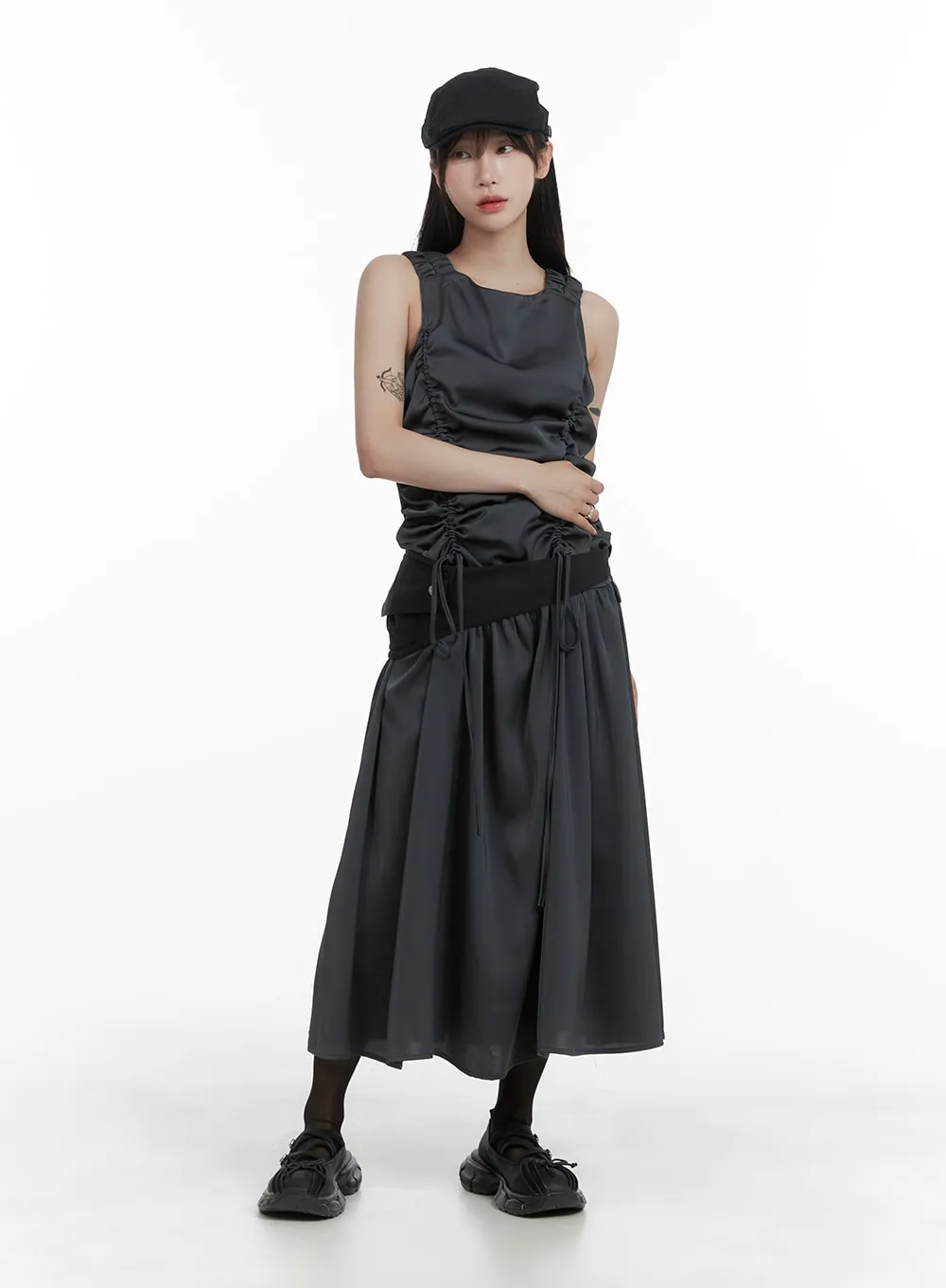 Shirred Sleeveless Maxi Dress CA404