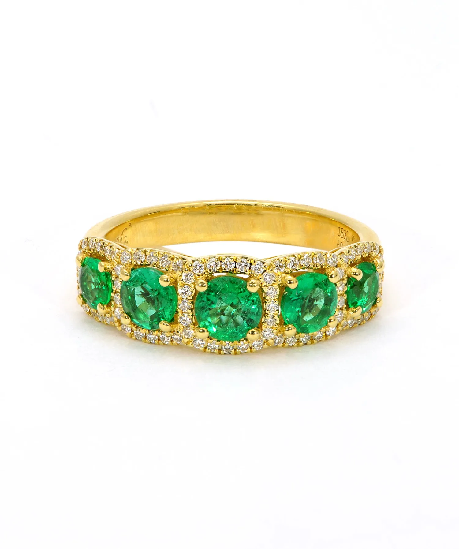 Simon G. - 18K Yellow Gold Emerald and Diamond Halo Band