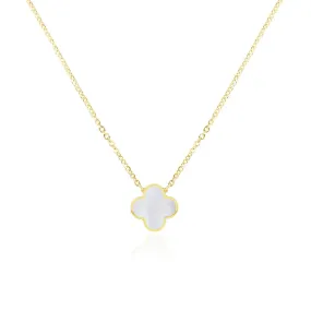 Small Mother of Pearl Single Clover Necklace