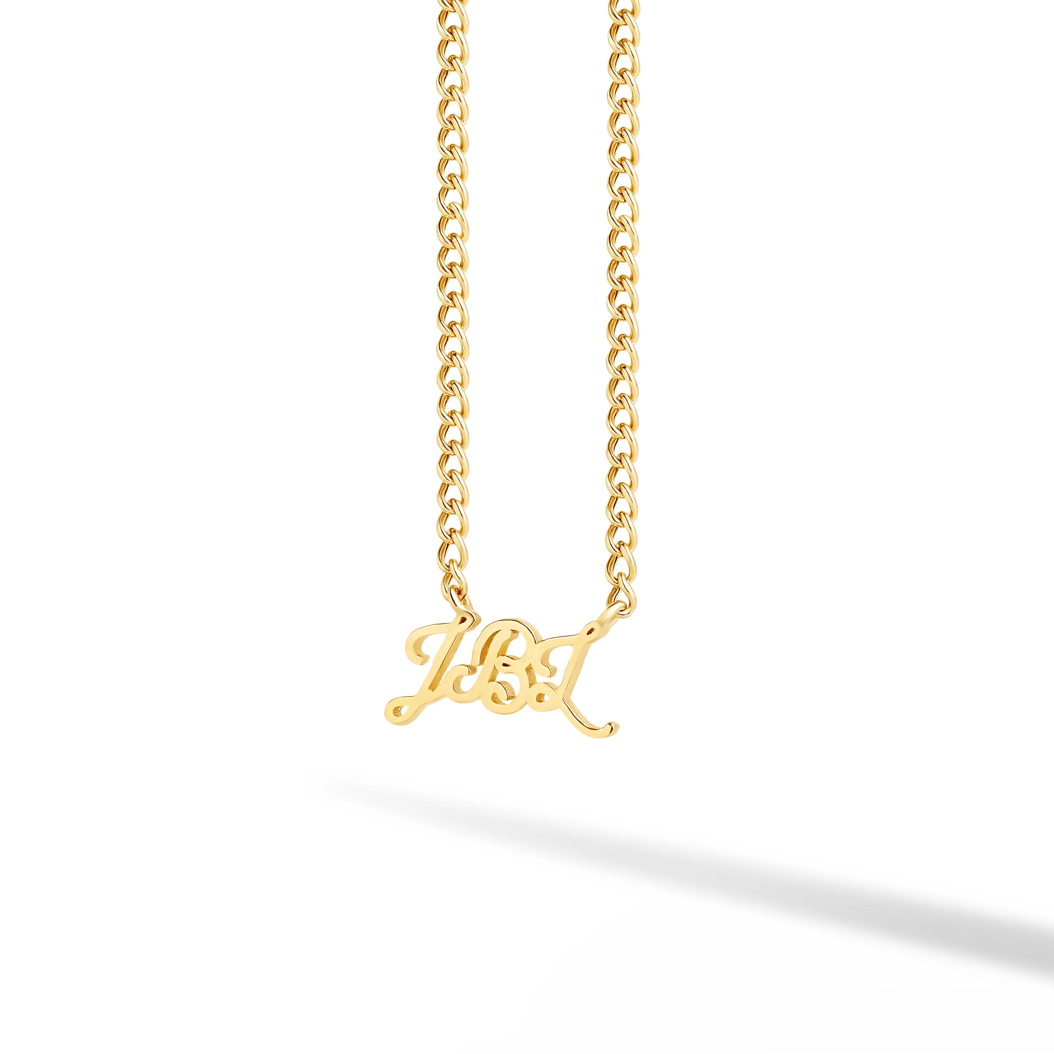 Solid Name Necklace on 1.5mm Cuban Chain