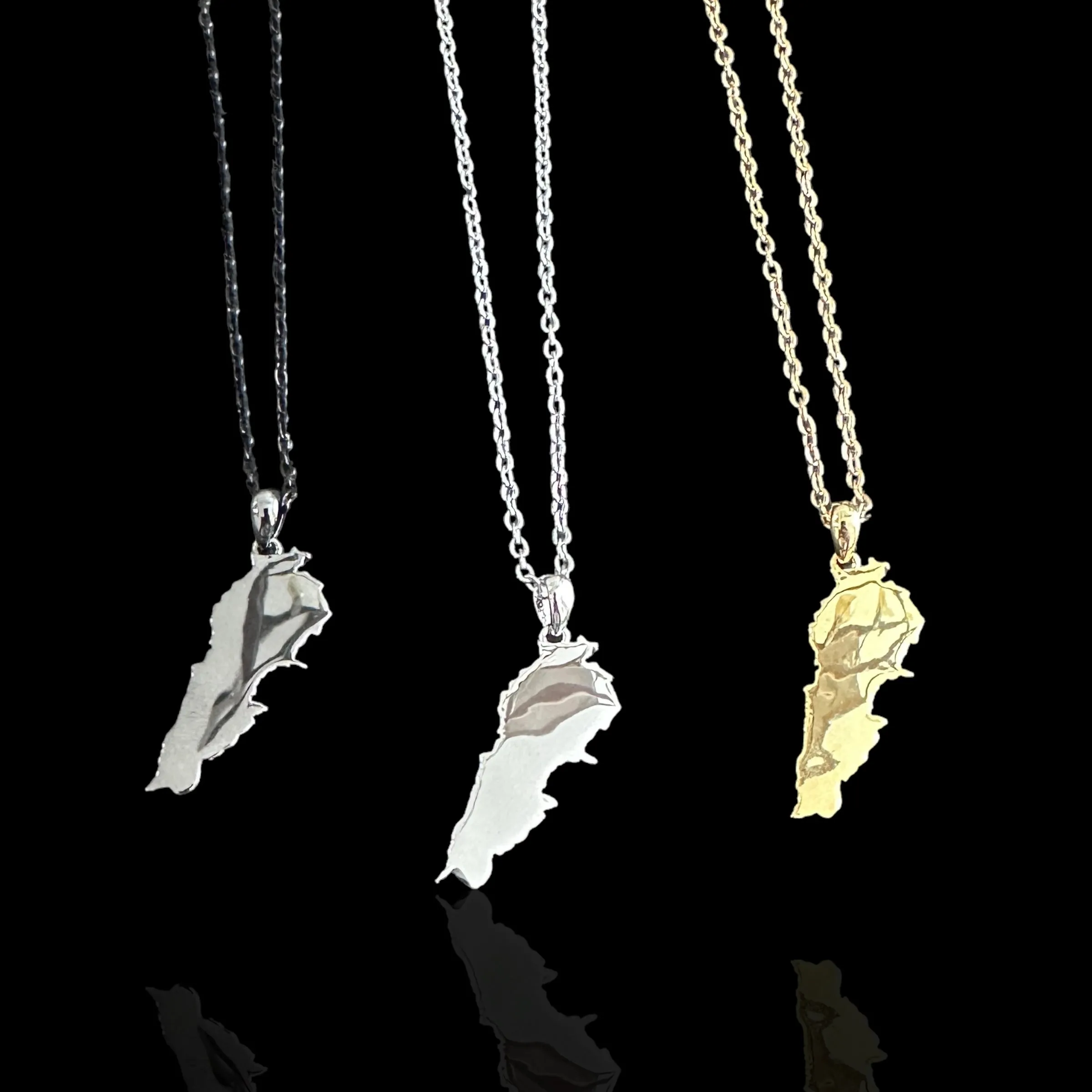 Sterling Silver Lebanon Map Necklace - Available in 3 Colors