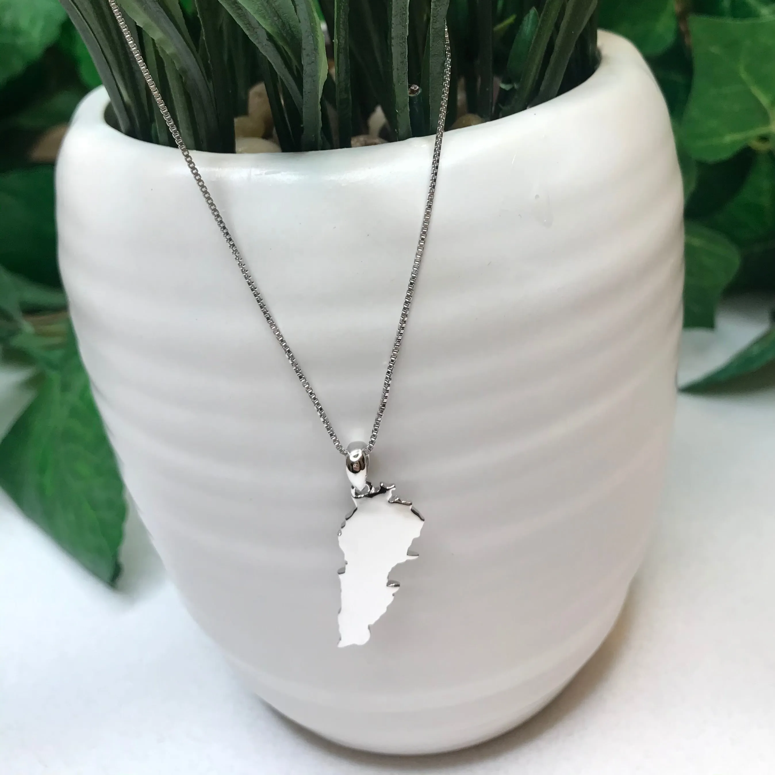 Sterling Silver Lebanon Map Necklace - Available in 3 Colors