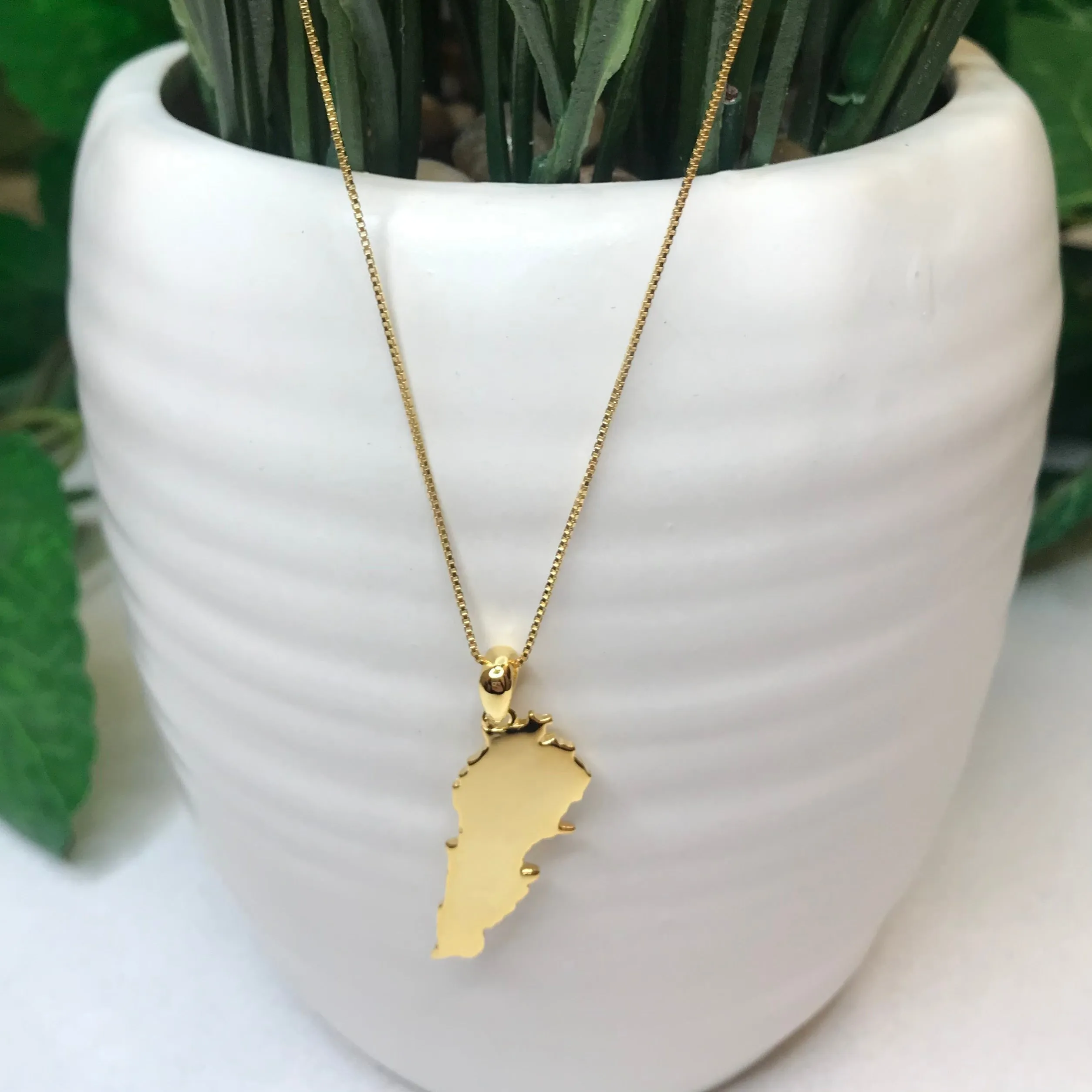 Sterling Silver Lebanon Map Necklace - Available in 3 Colors