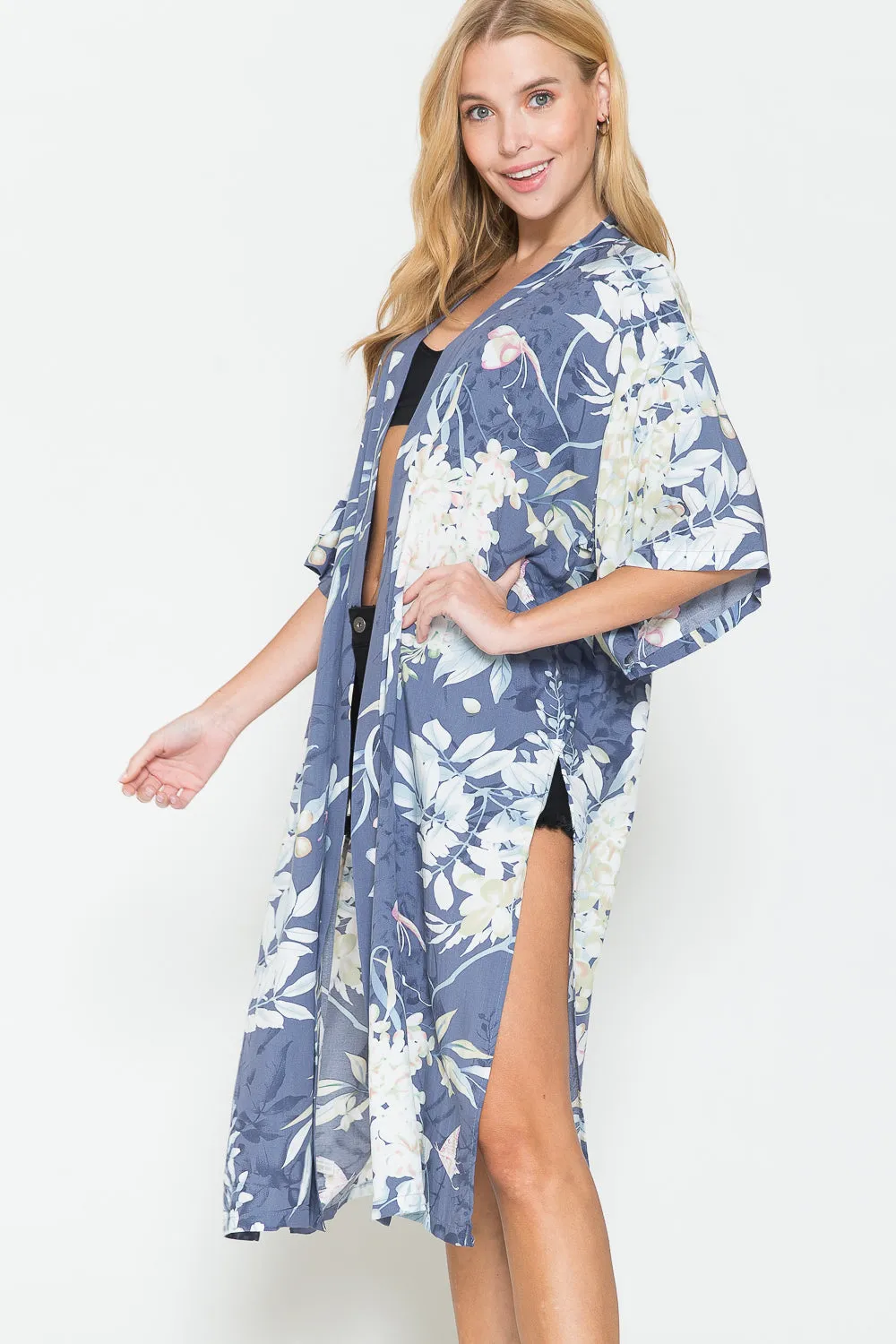 Sunset Vacation  Justin Taylor Botanical Print Split Beach Cover Up