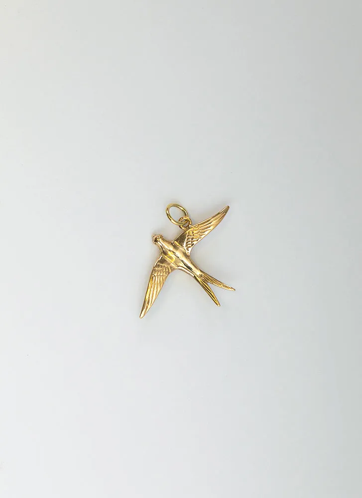 Swallow charm 14k gold