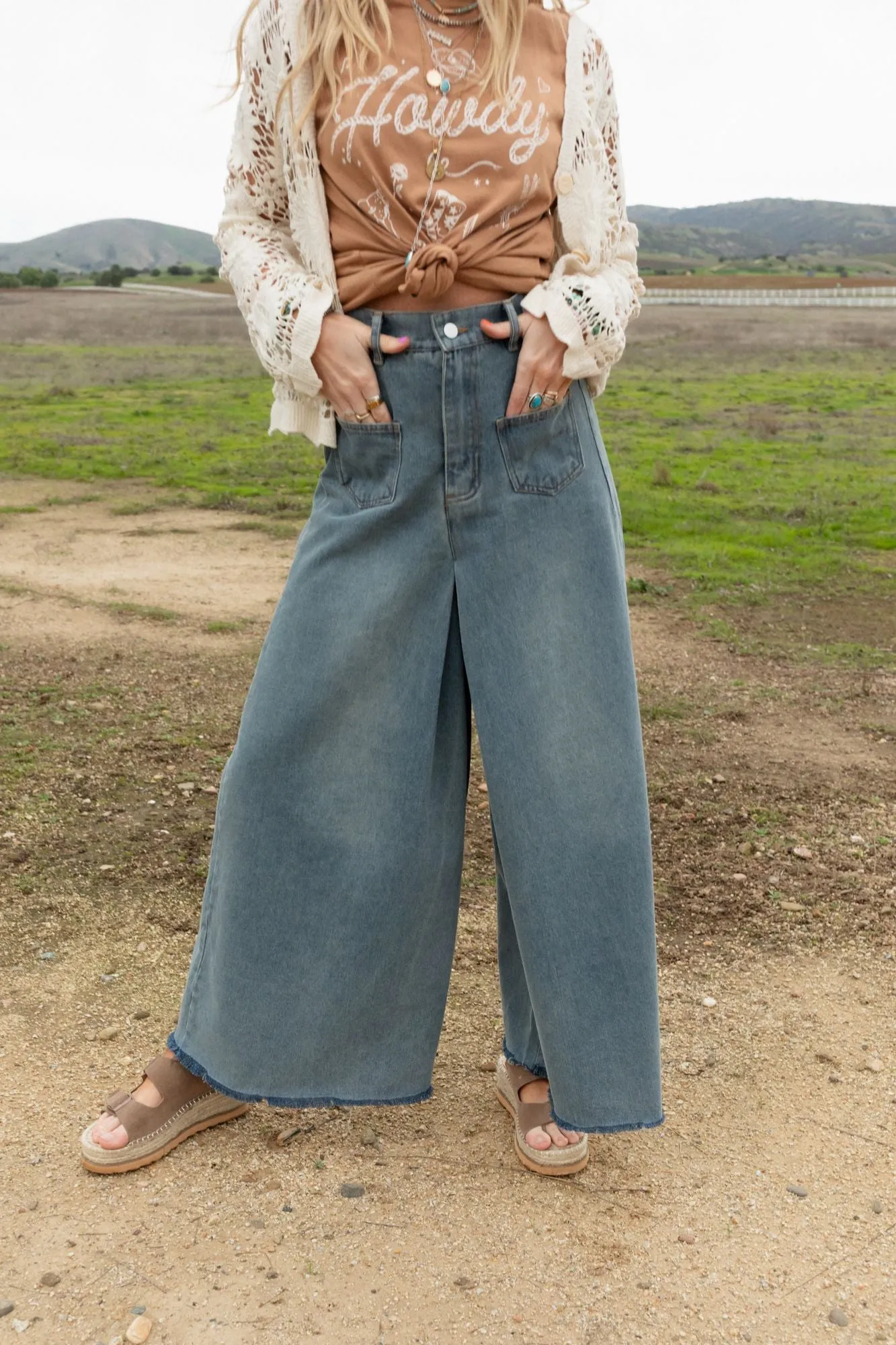 Sway My Way Super Wide Leg Pant - Light Denim