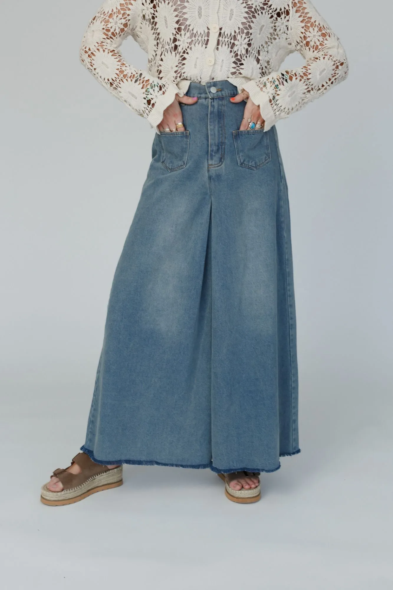 Sway My Way Super Wide Leg Pant - Light Denim