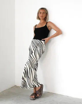 Sye Maxi Skirt (White/Black Print)