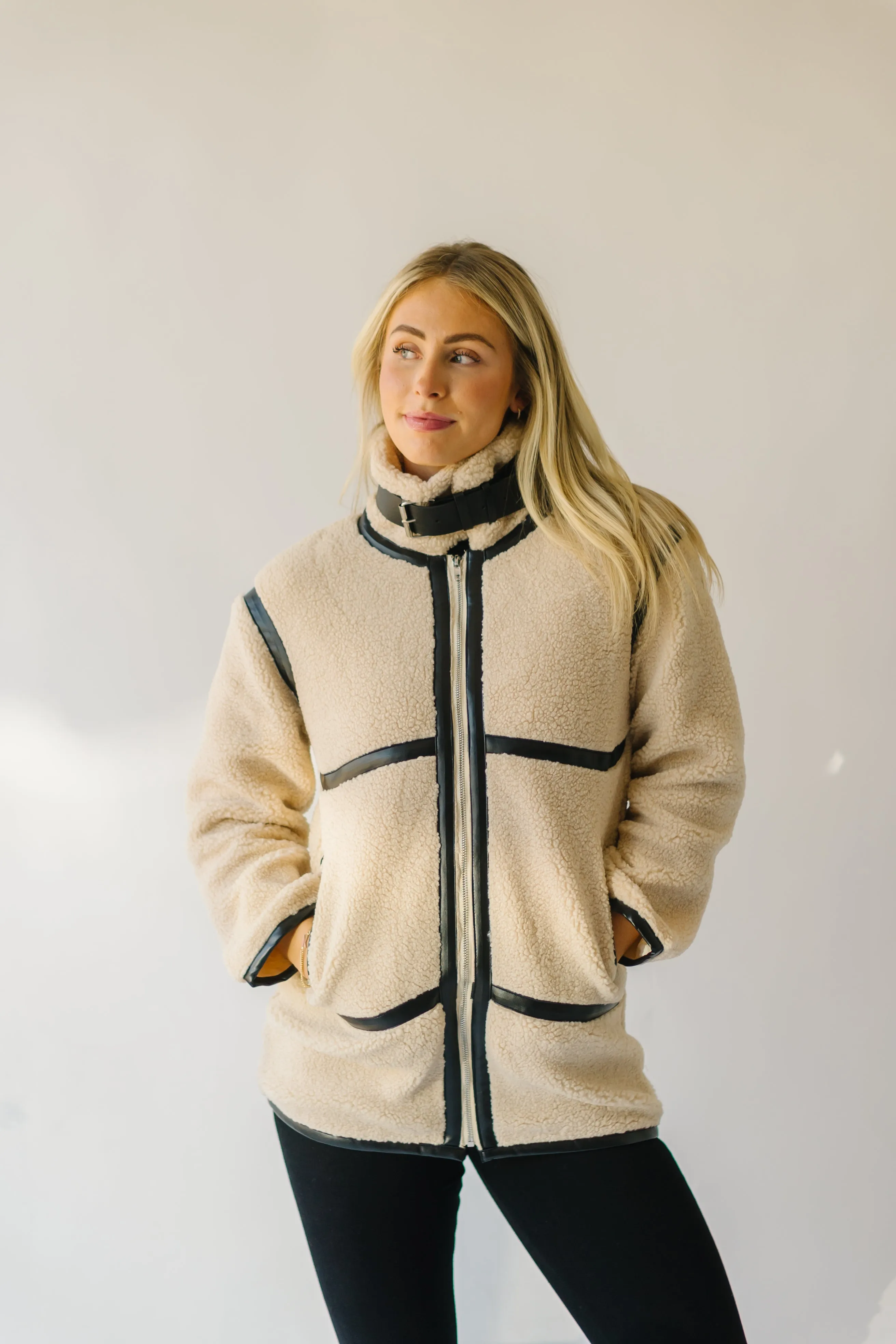 The Evren Sherpa Turtleneck Jacket in Cream