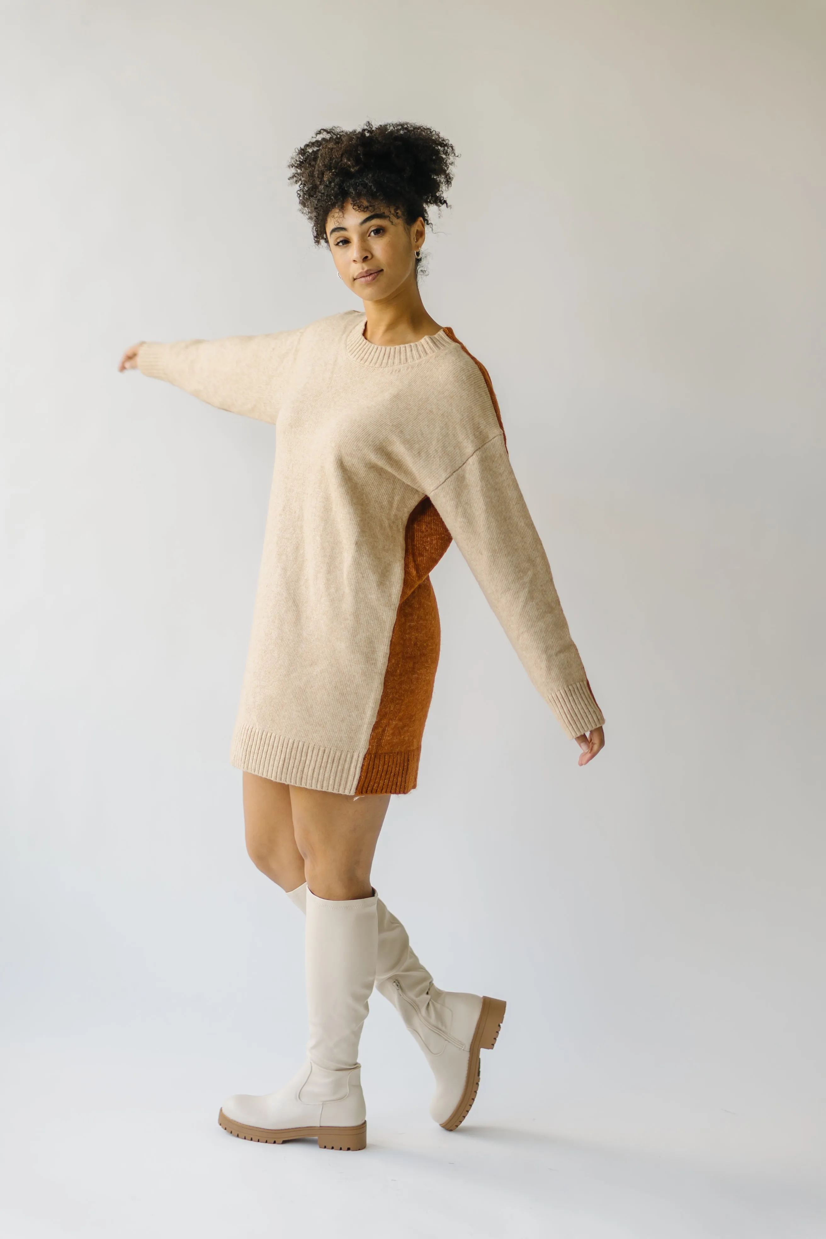 The Sharrow Two Tone Sweater in Sand