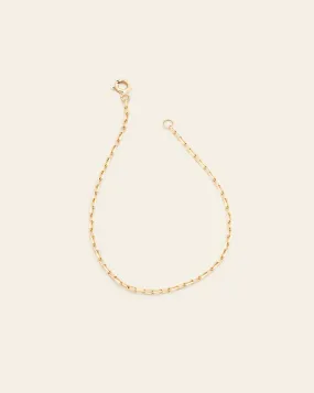 Thin Staple Chain Bracelet - 10k Solid Gold