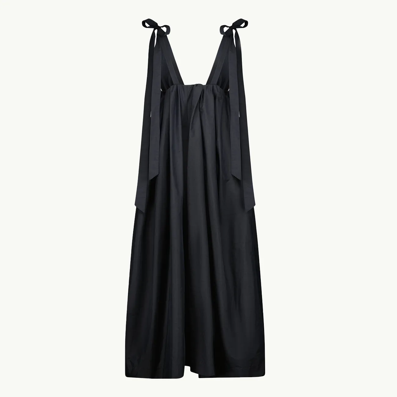 Tie Back Dress Dupion Silk - Black