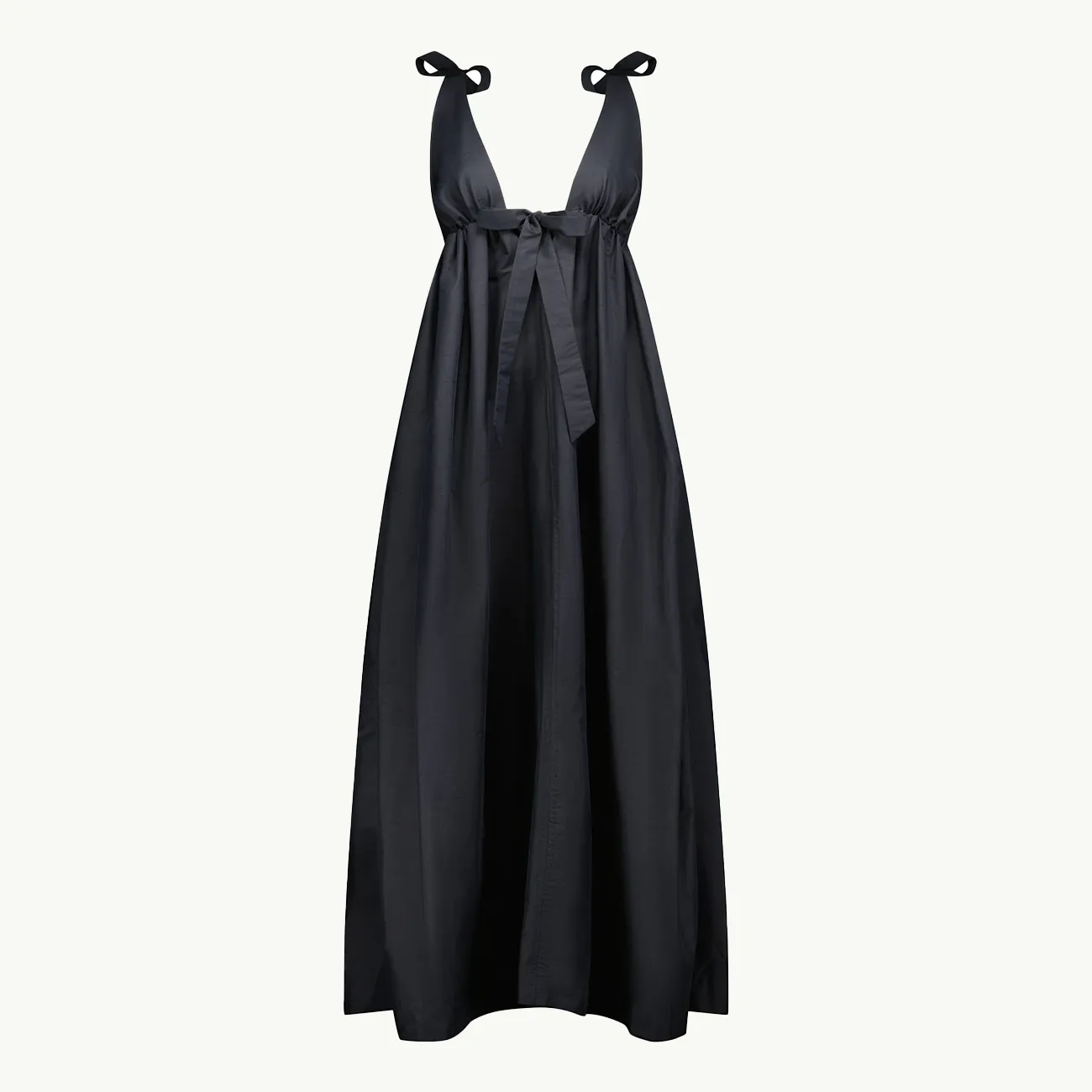 Tie Back Dress Dupion Silk - Black