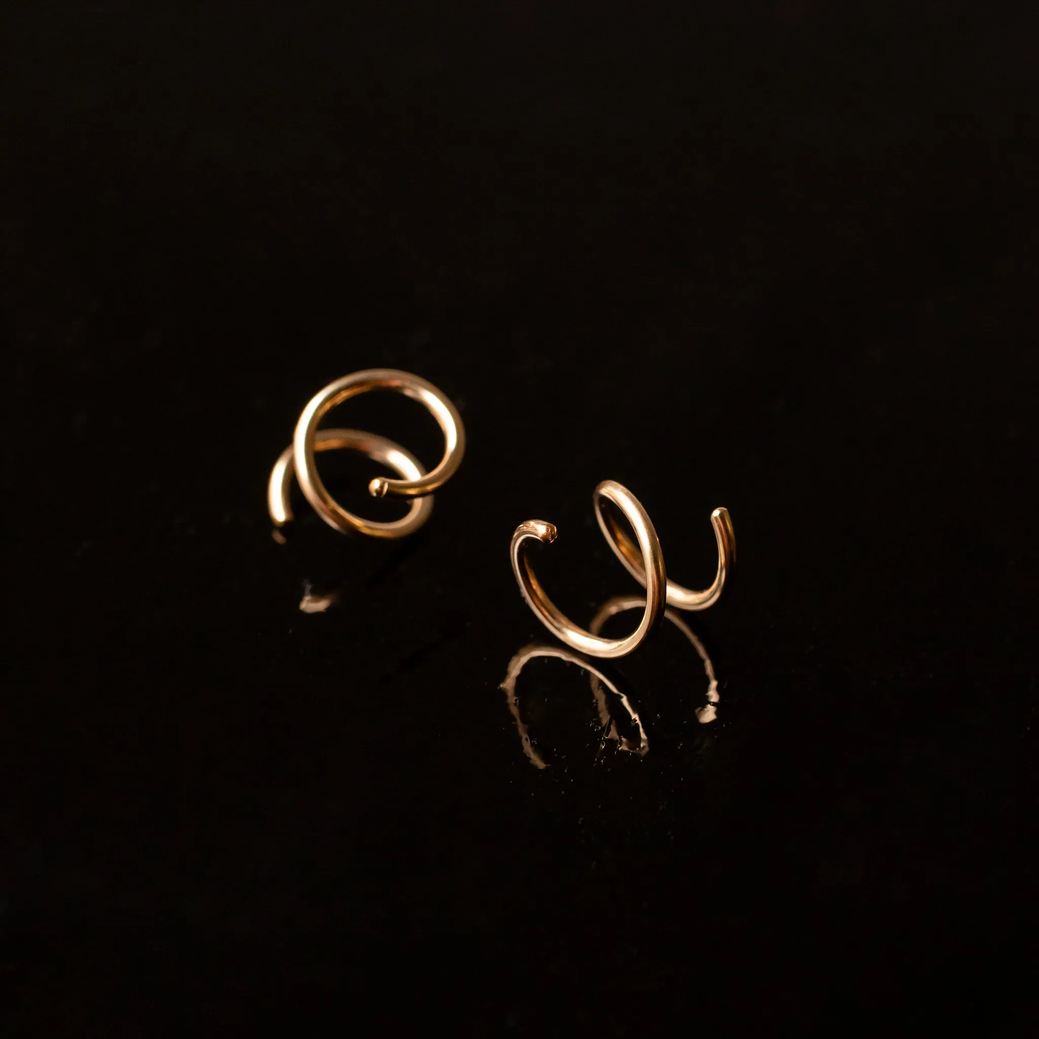 Tiny Twist Double Huggie Earrings - 14K Solid Gold