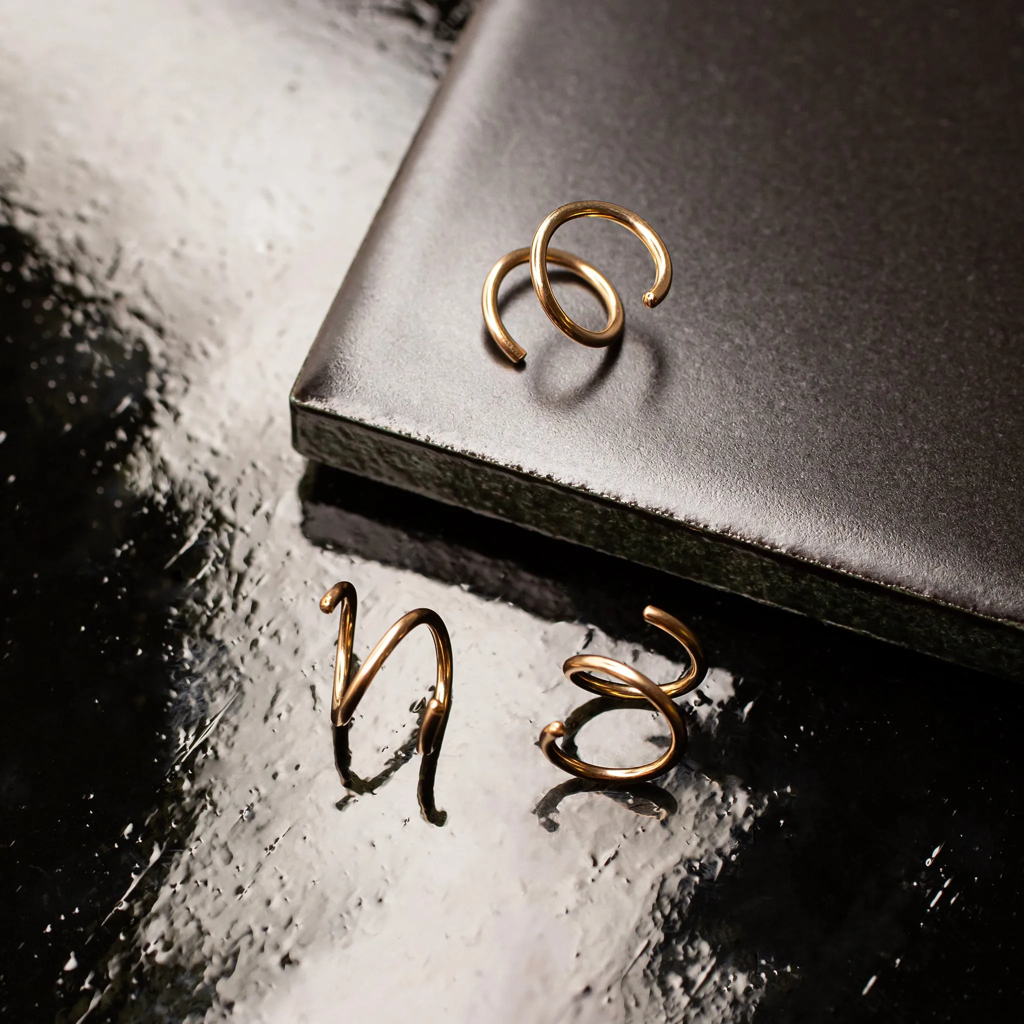 Tiny Twist Double Huggie Earrings - 14K Solid Gold