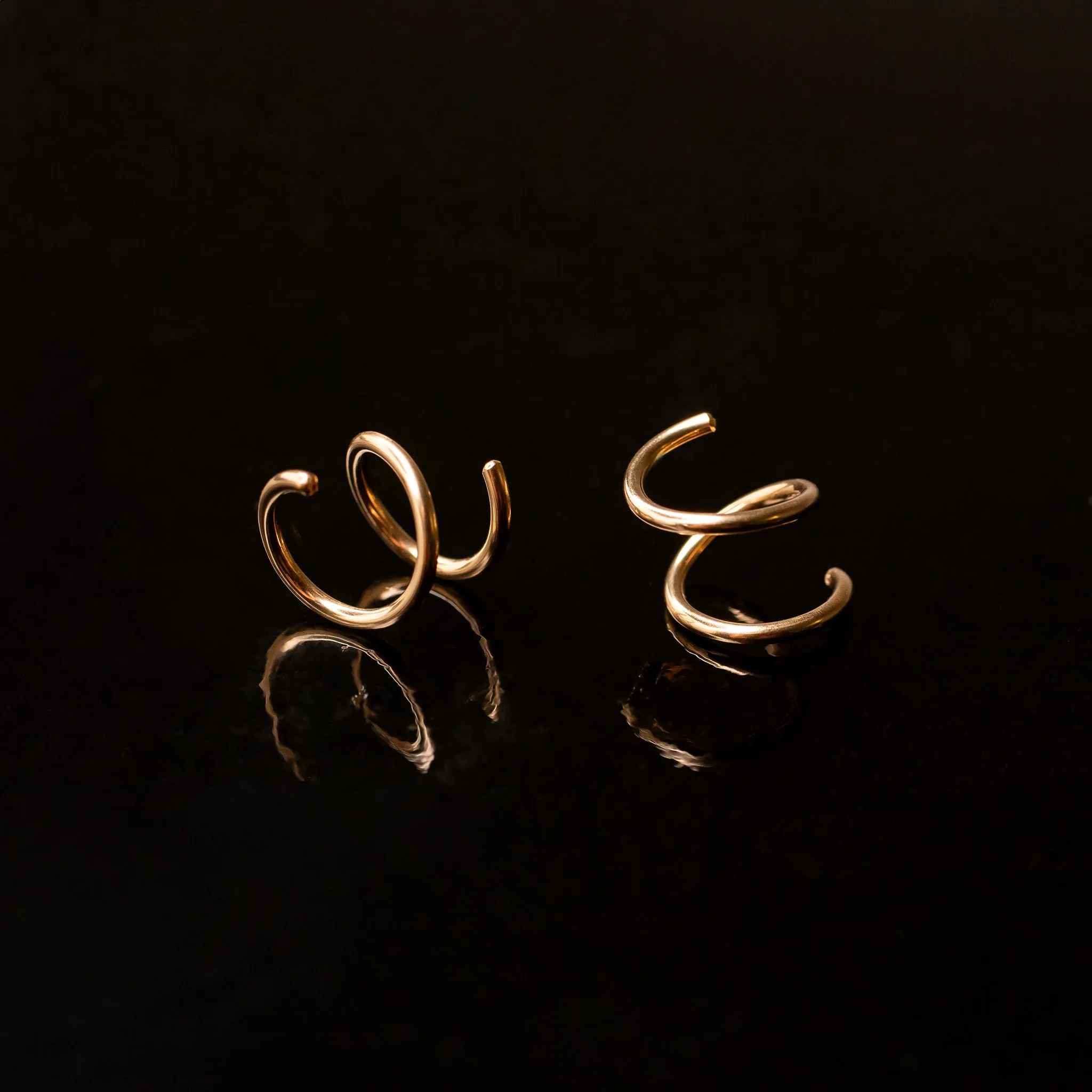 Tiny Twist Double Huggie Earrings - 14K Solid Gold