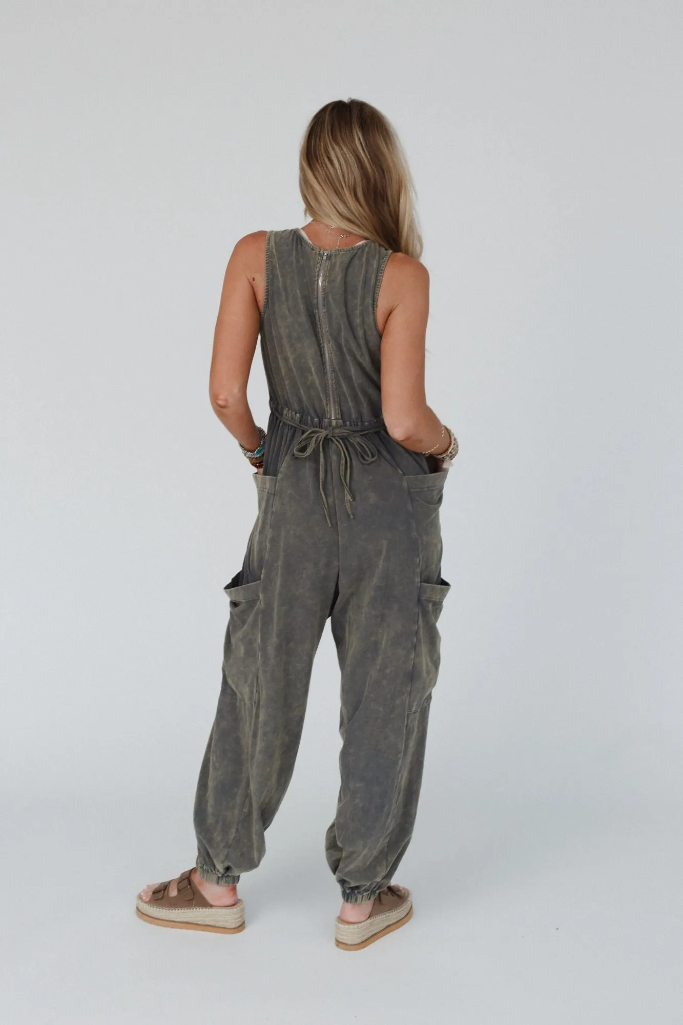 Turning Point Washed Cargo Jumpsuit - Ash