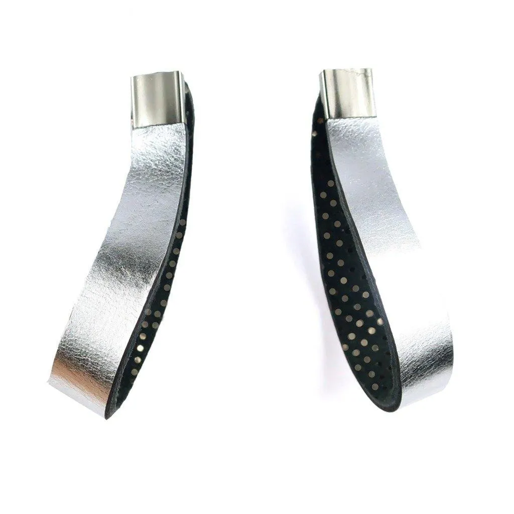 Twisted hoop silver 2 in 1 leather earrings