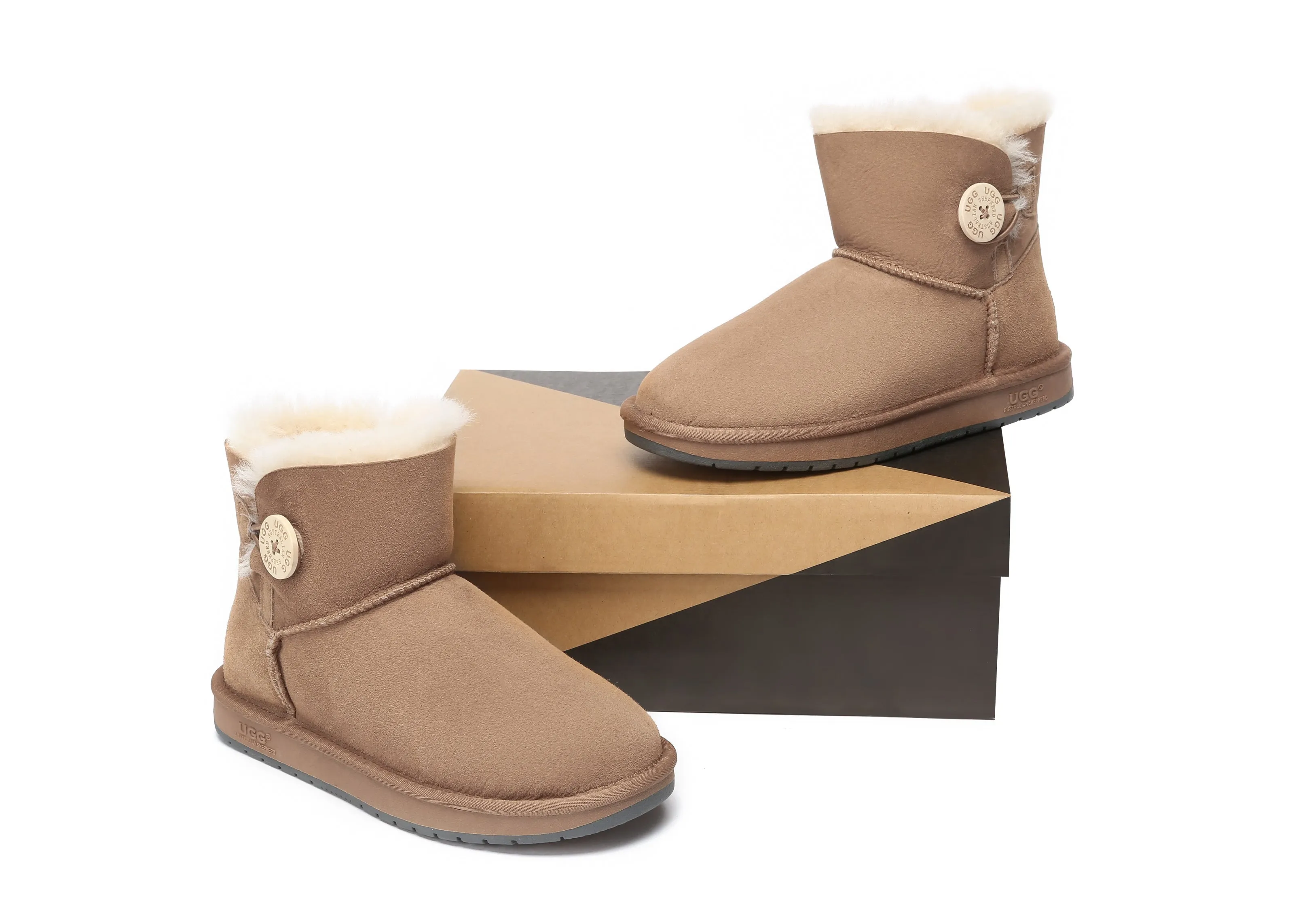 UGG Australian Shepherd Australia Premium Double Face Sheepskin Water Resistant Mini Button Boots