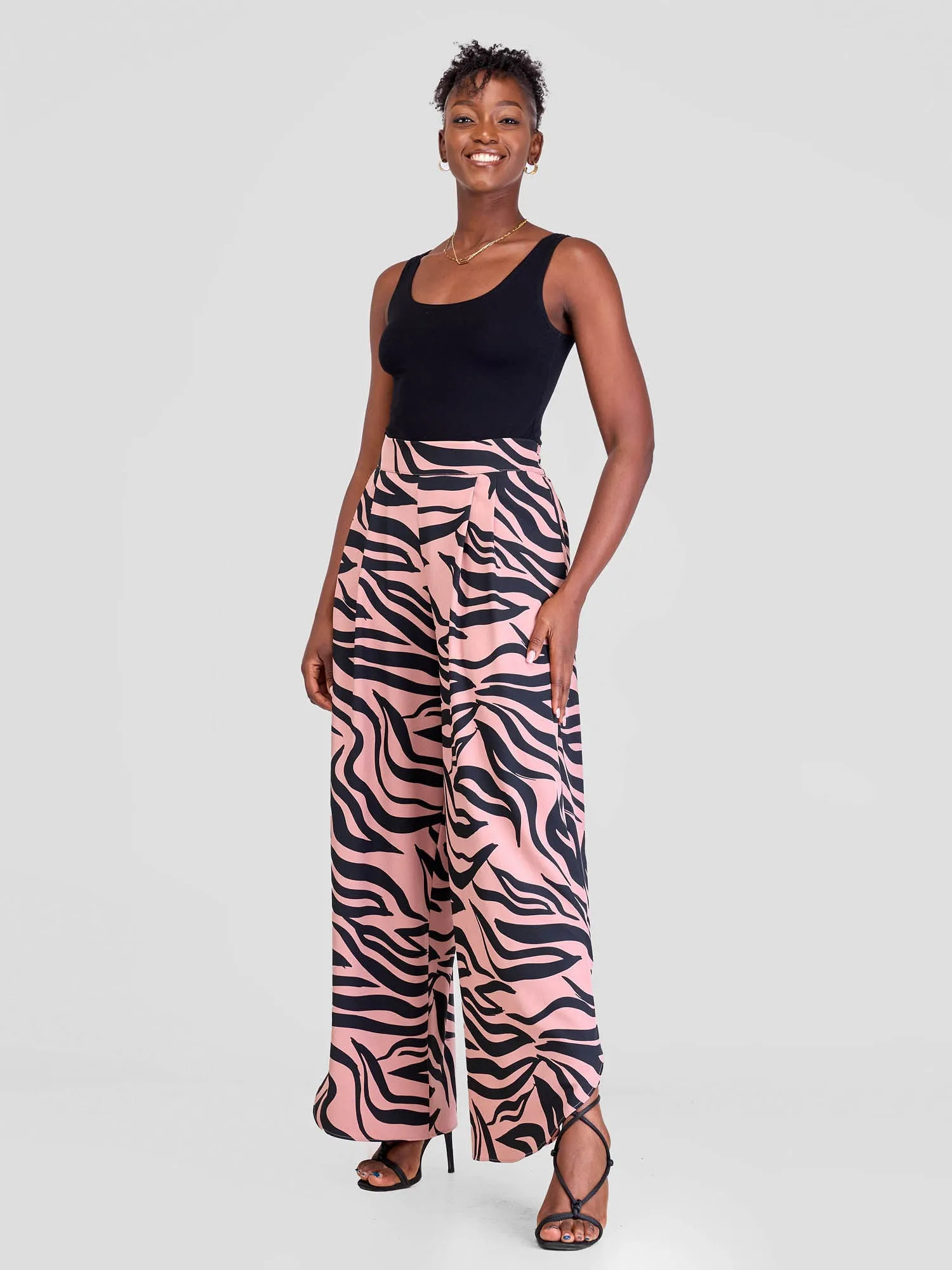 Vivo Situ Tulip Pants - Black / Blush Tiri Print