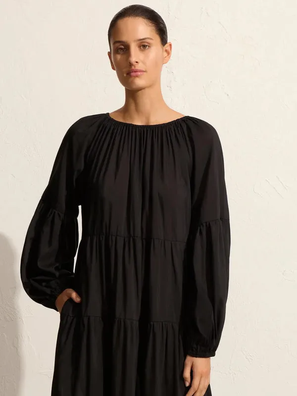 Voluminious Tiered Dress in Black