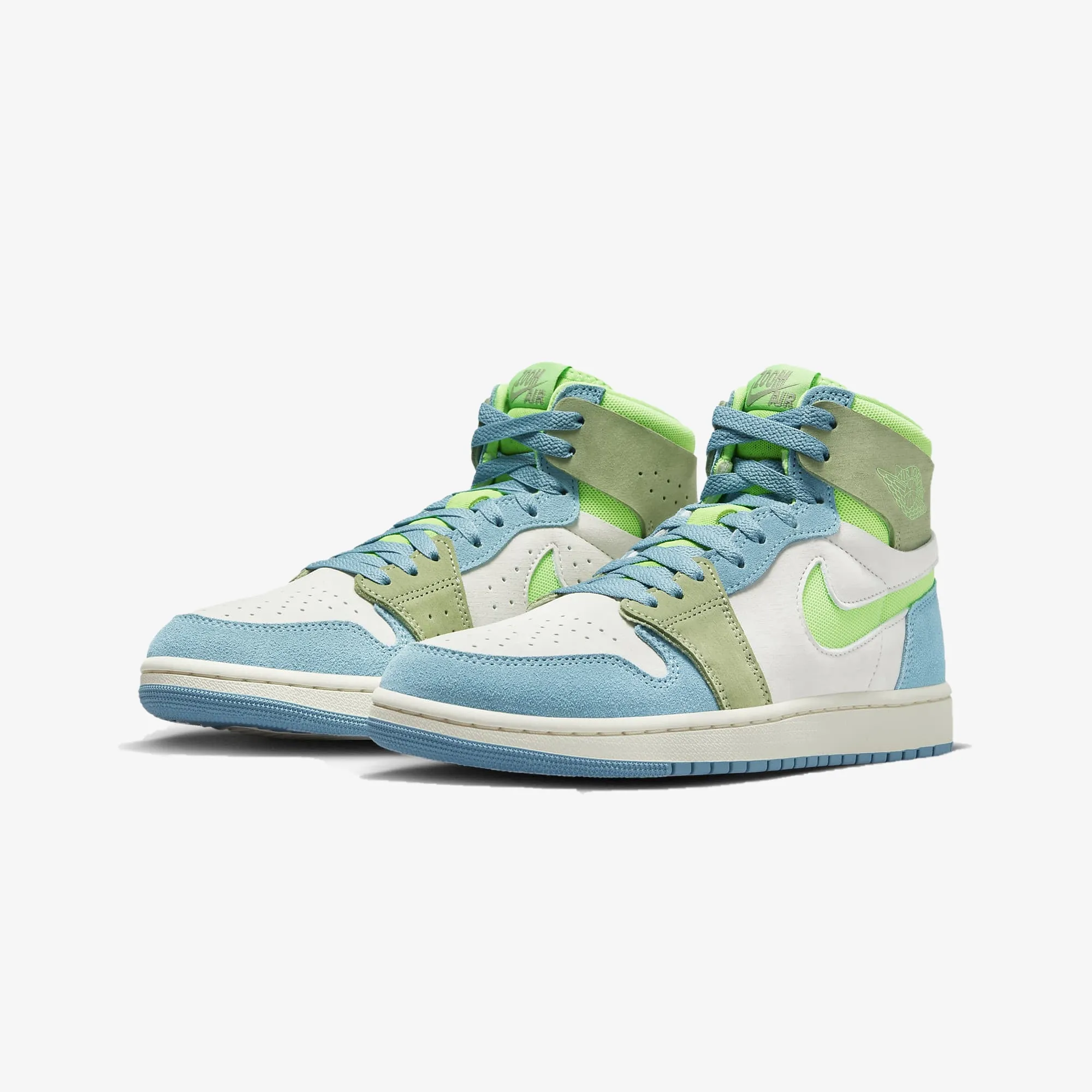 WMN'S AIR JORDAN 1 ZOOM CMFT 2 'CERULEAN/GREEN STRIKE-OIL GREEN-PHANTOM'