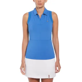 Women's 1/4 Zip Mesh Block Sleeveless Golf Polo