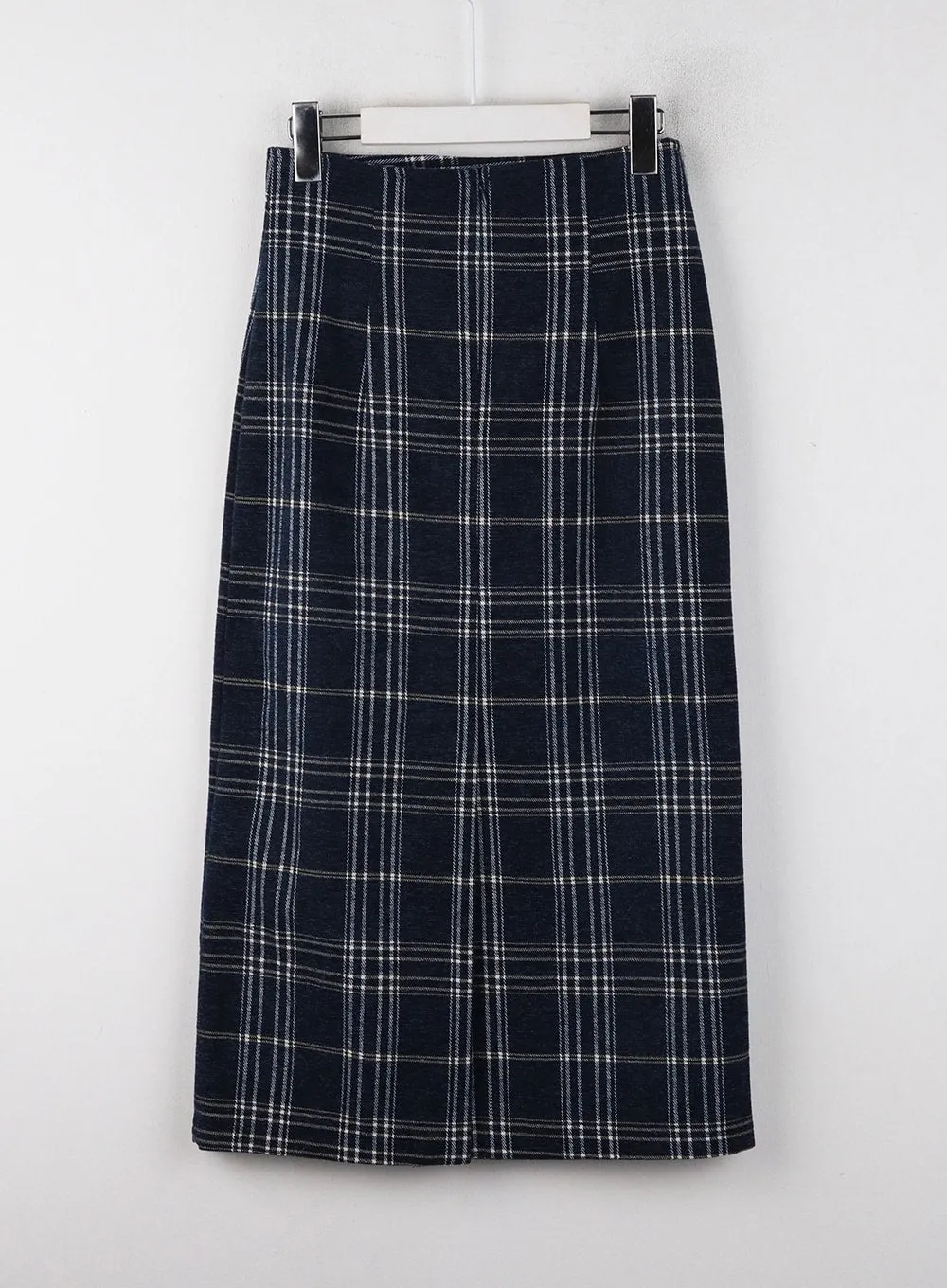 Wool-Like Mid Waist Plaid Maxi Skirt OJ405