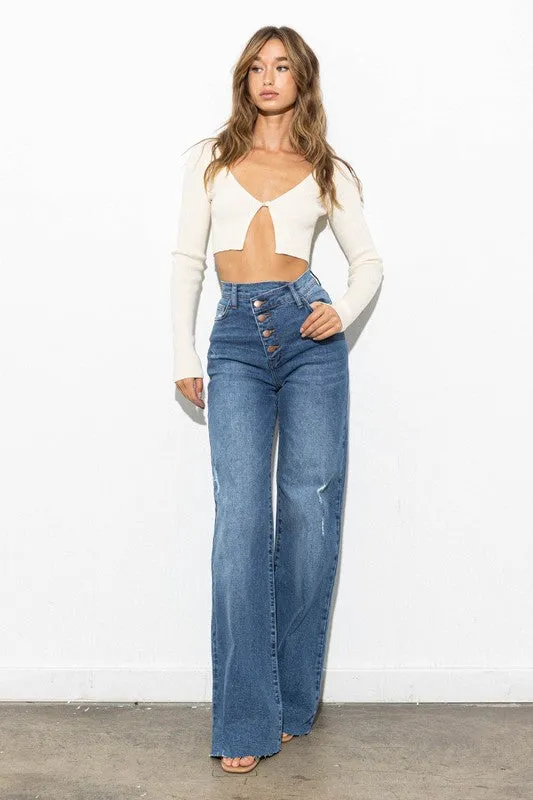 Wren Criss Cross High Waisted Wide Leg Jeans [online exclusive]