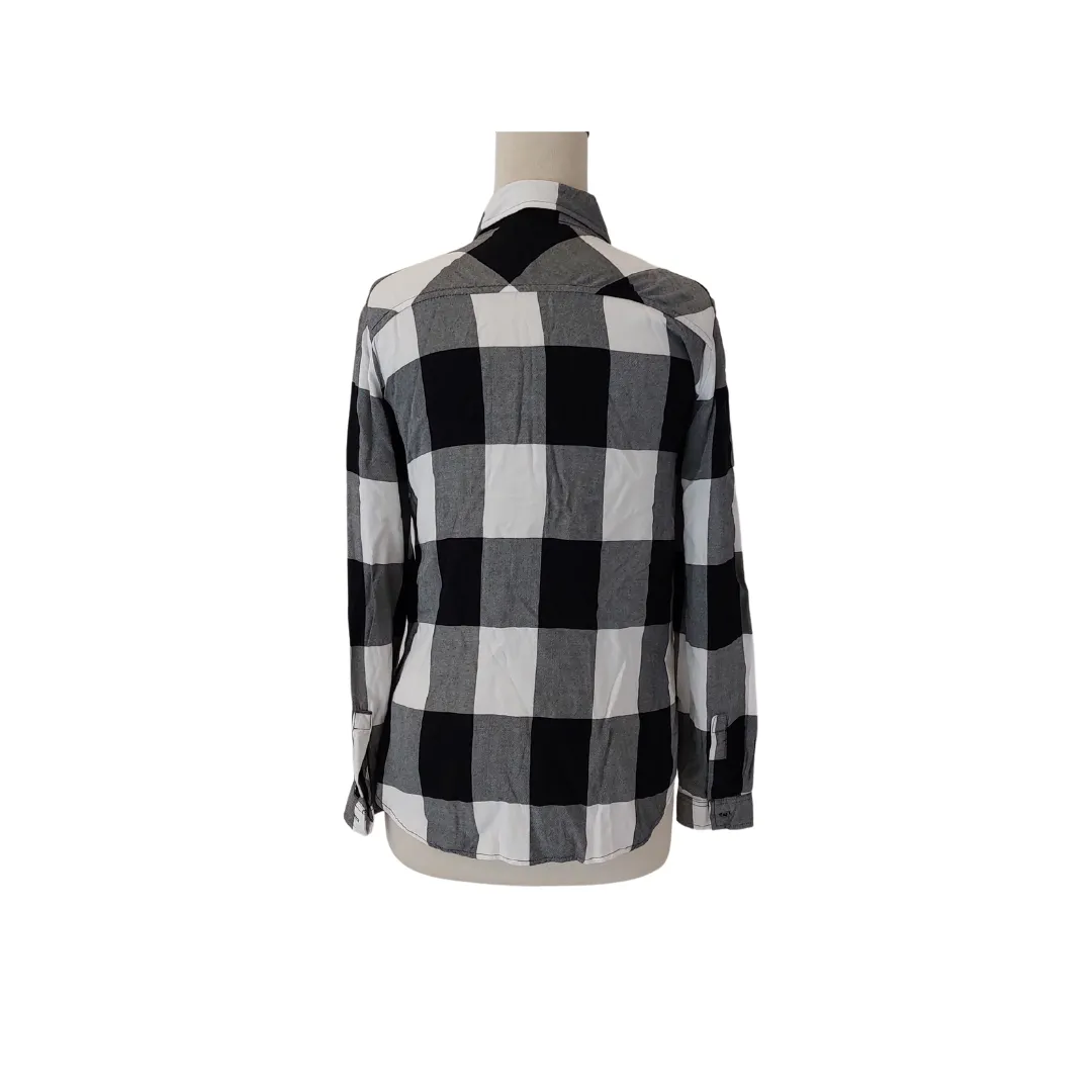 ZARA Black & White Checked Collared Shirt | Pre Loved |